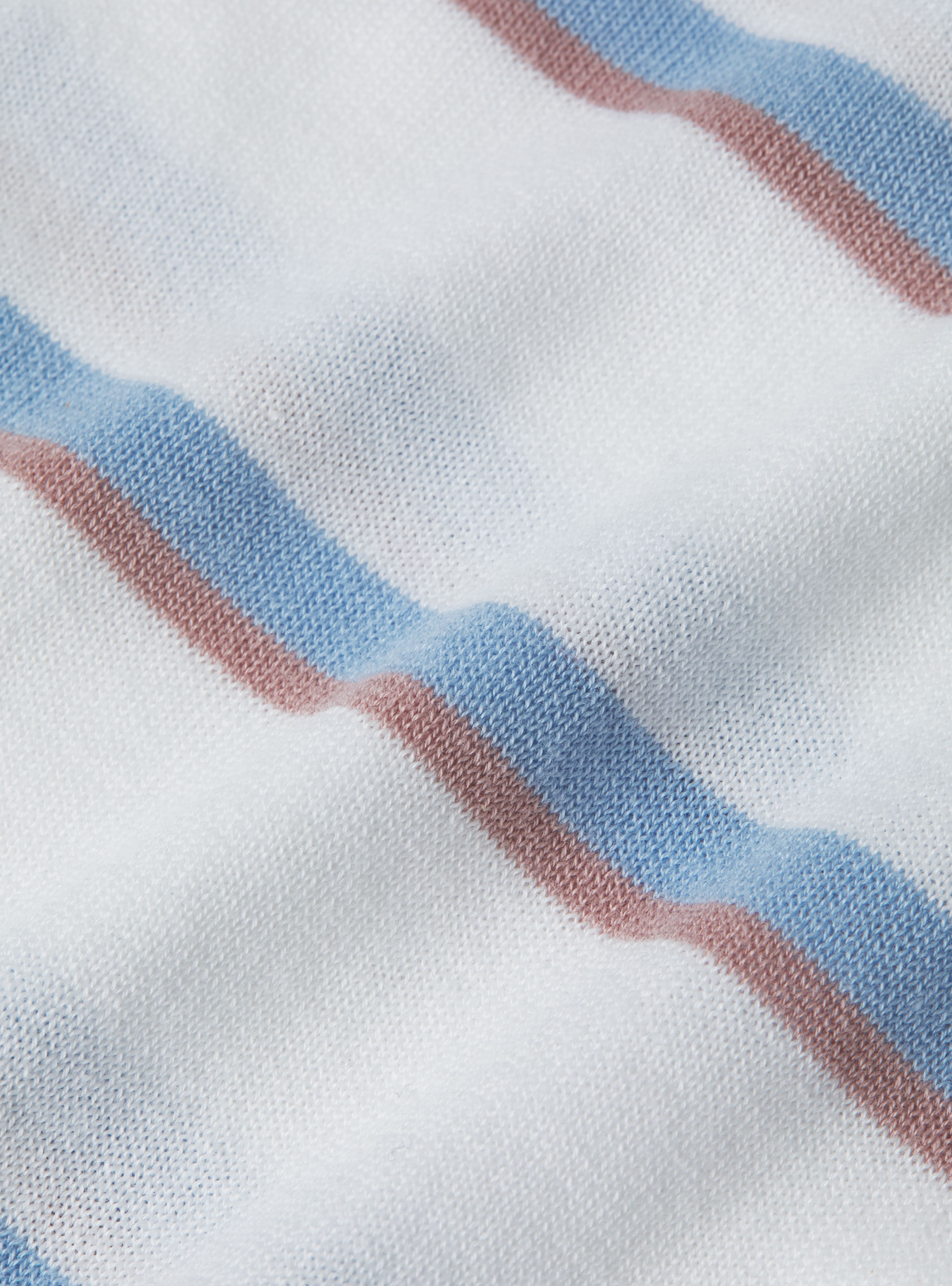 Crew-neck sweater in striped cotton, WHITE