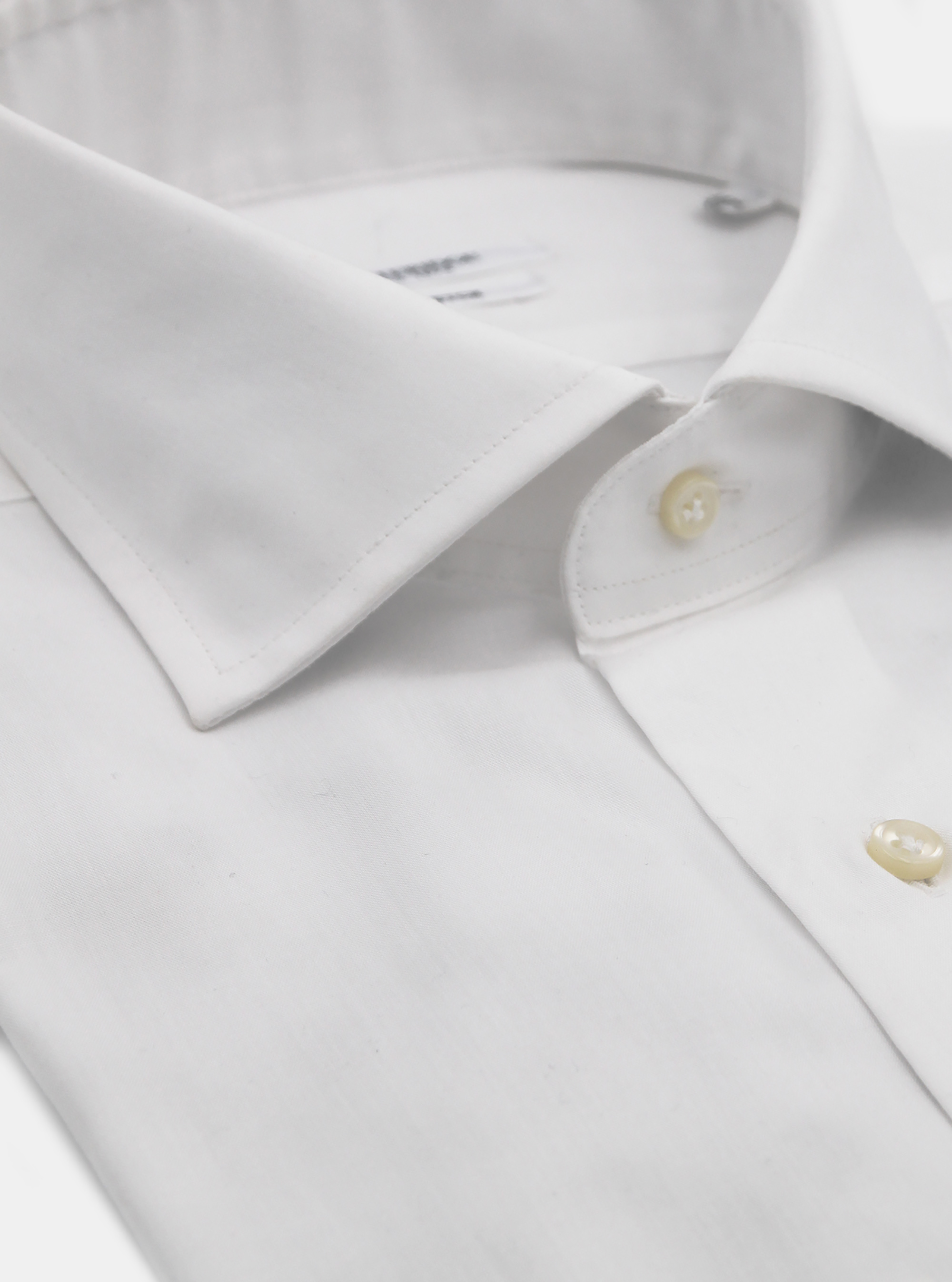 Camicia collo francese in popeline stretch, BIANCO