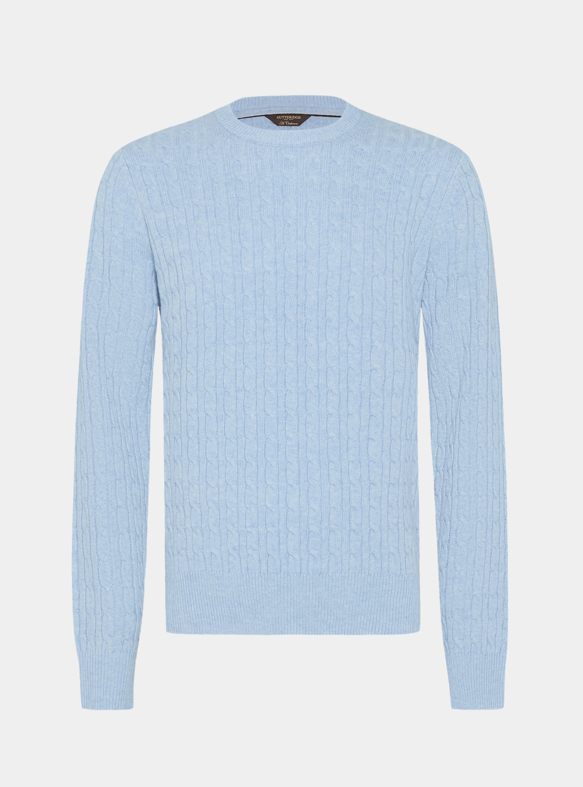 Crew-neck sweater with wool and cashmere braid, AZZURRO POLVERE 0283C