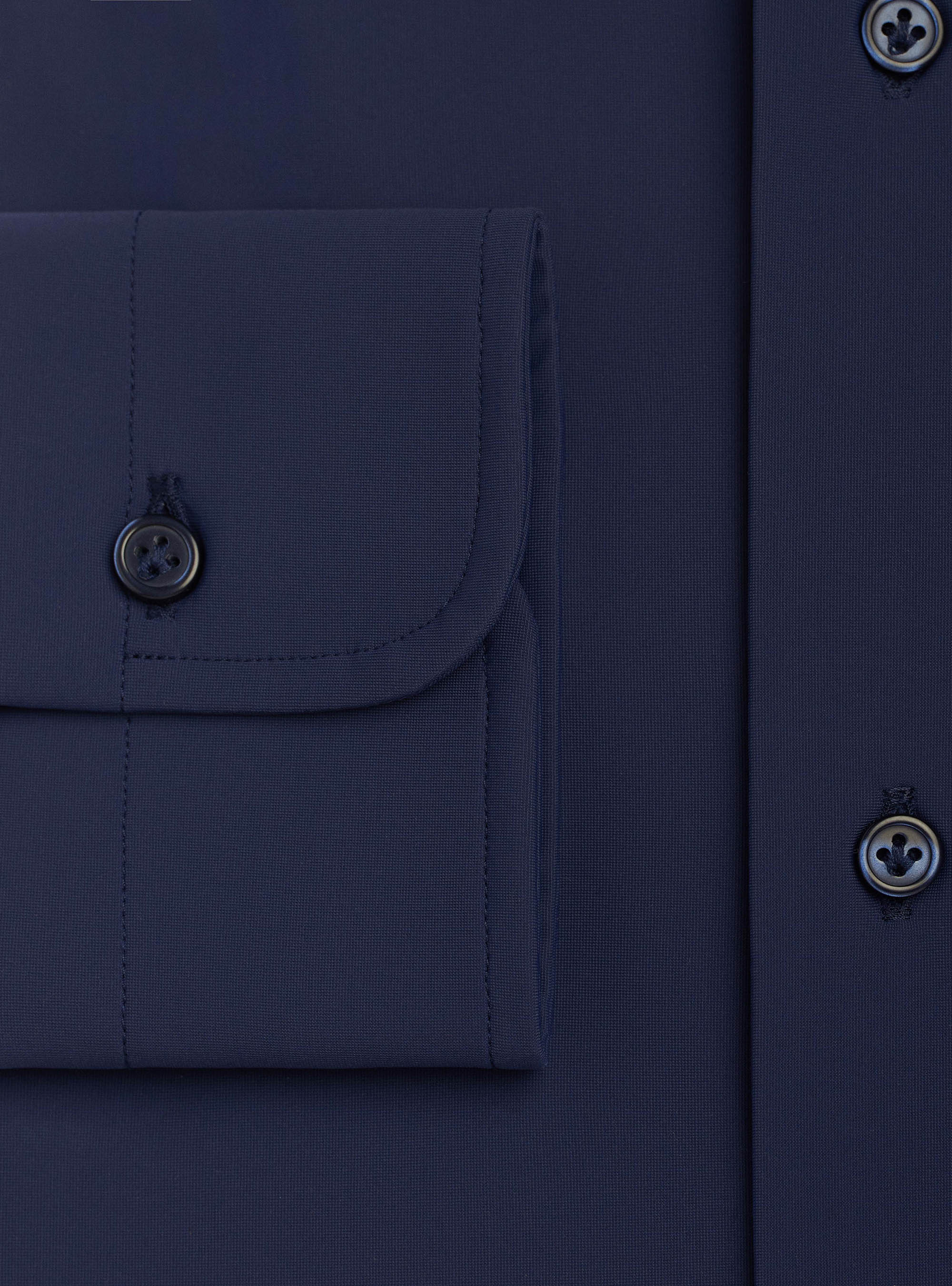 Semi open collar French travelwear shirt, NAVY BLUE