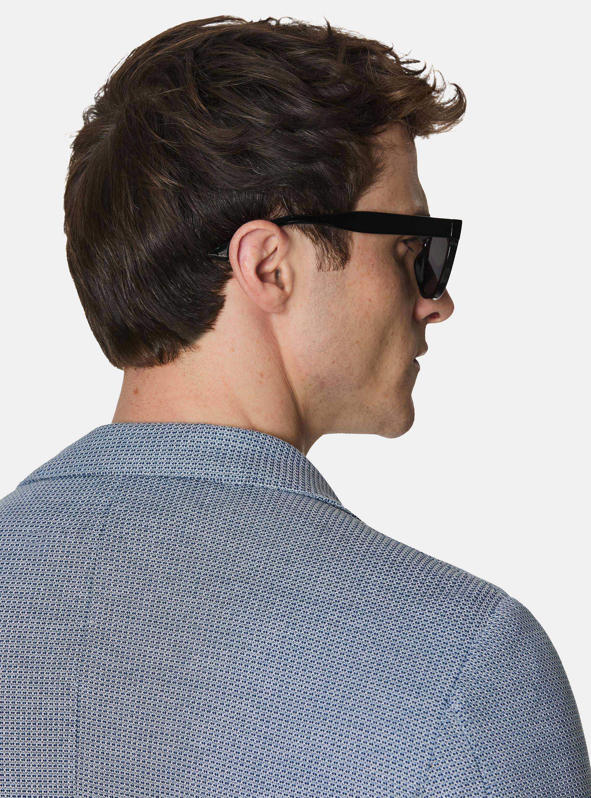 Micro-knit cotton jersey blazer, BLUE