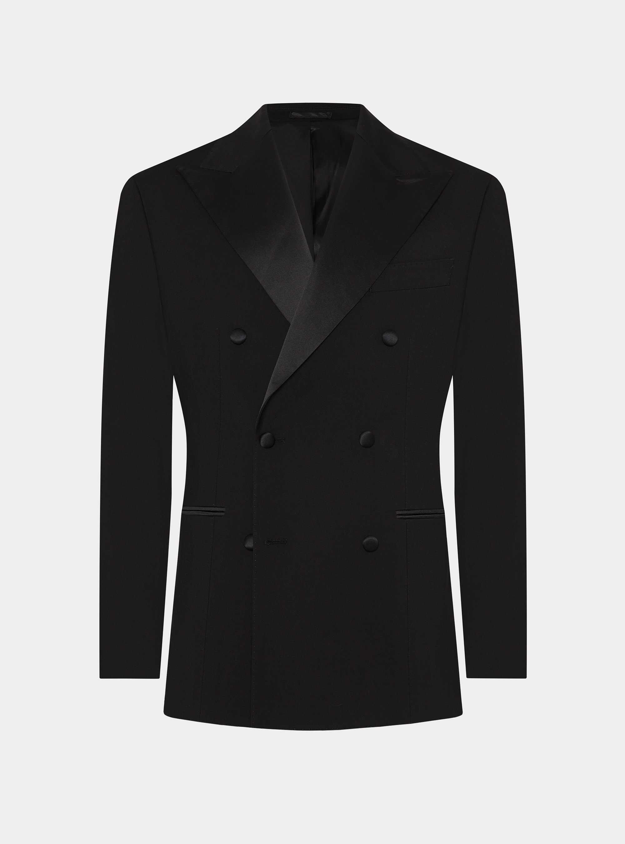 Double-breasted tuxedo blazer, BLACK