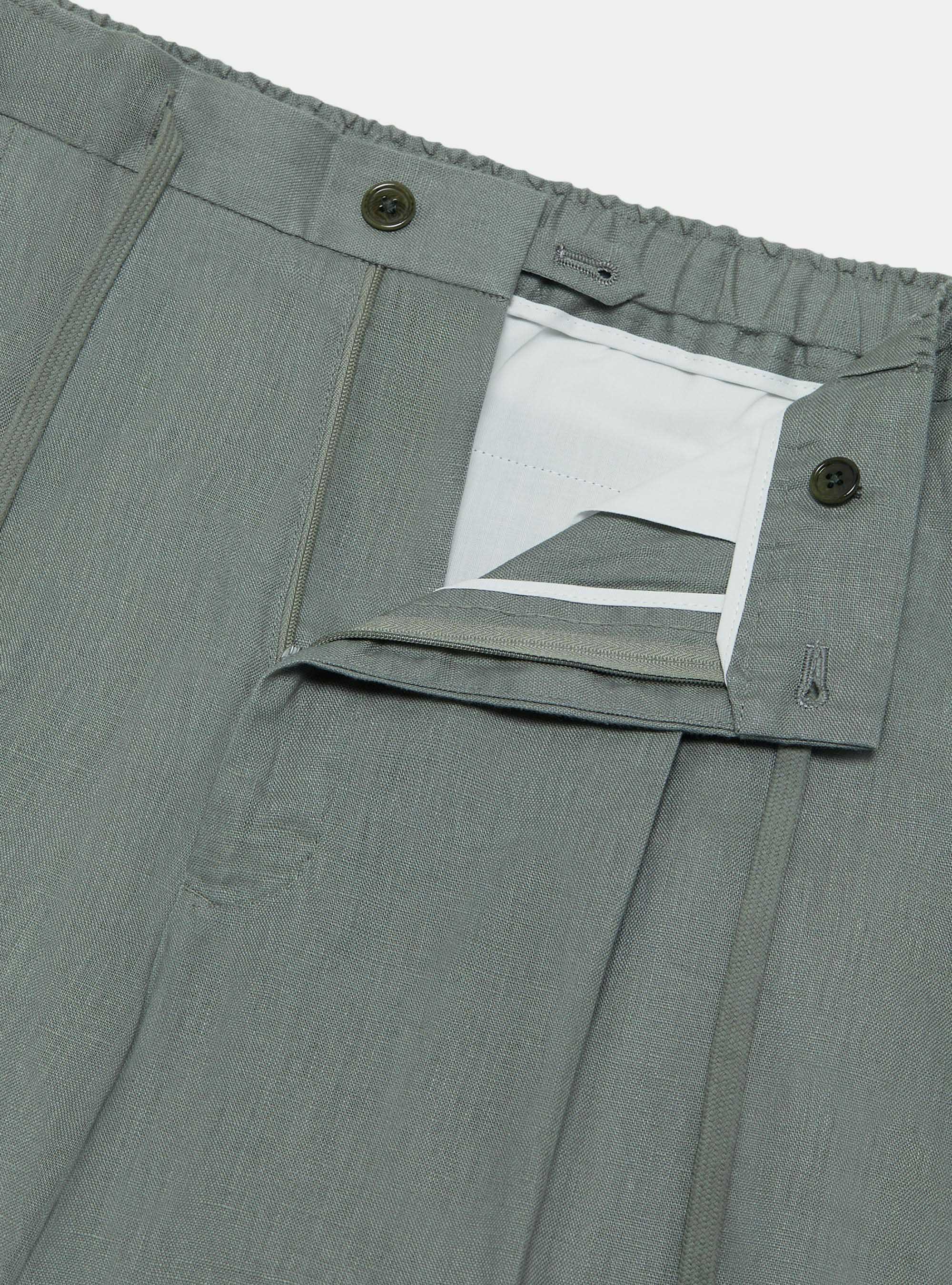 Pantaloni in puro lino con coulisse, SALVIA 0602C