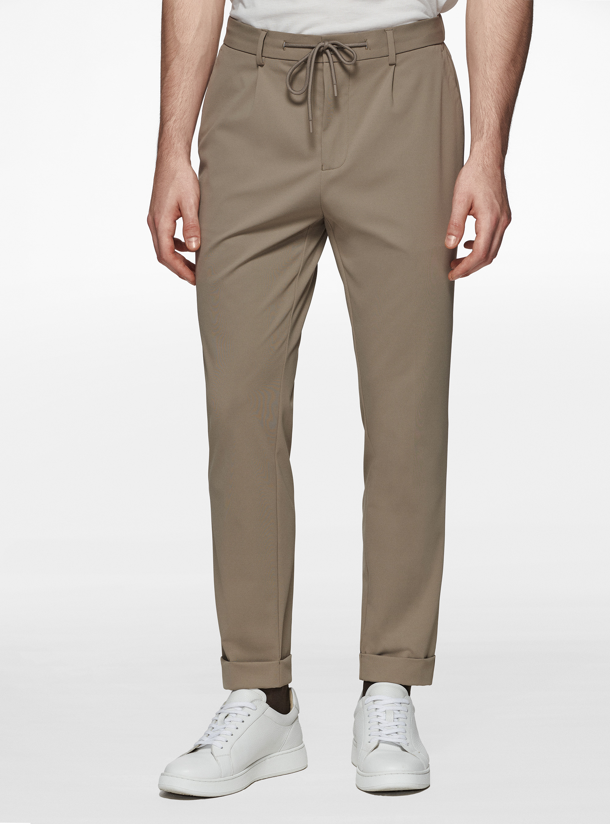 GT01 trousers in stretch nylon, MUD