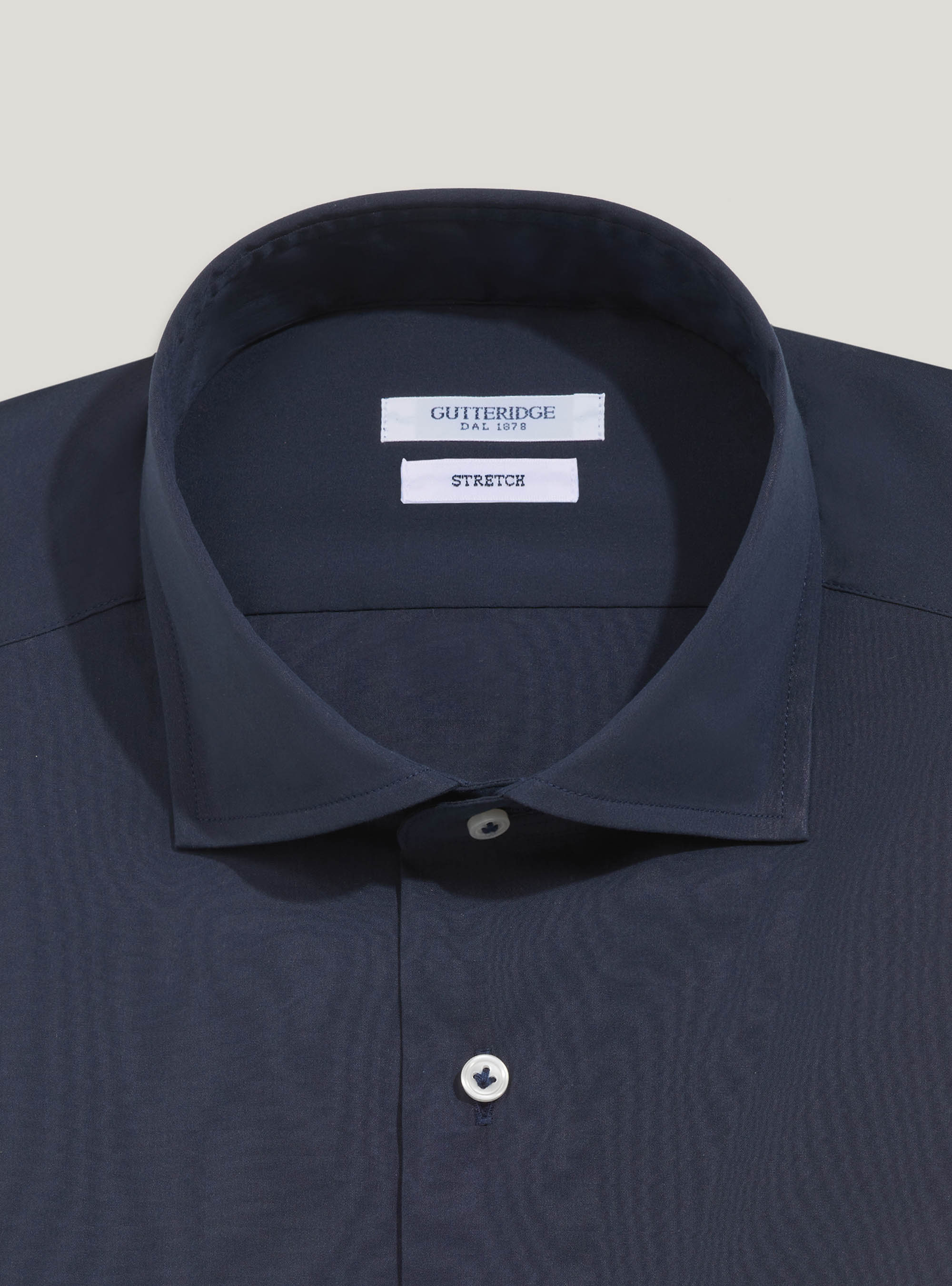 Camicia super slim in popeline stretch, BLU NAVY