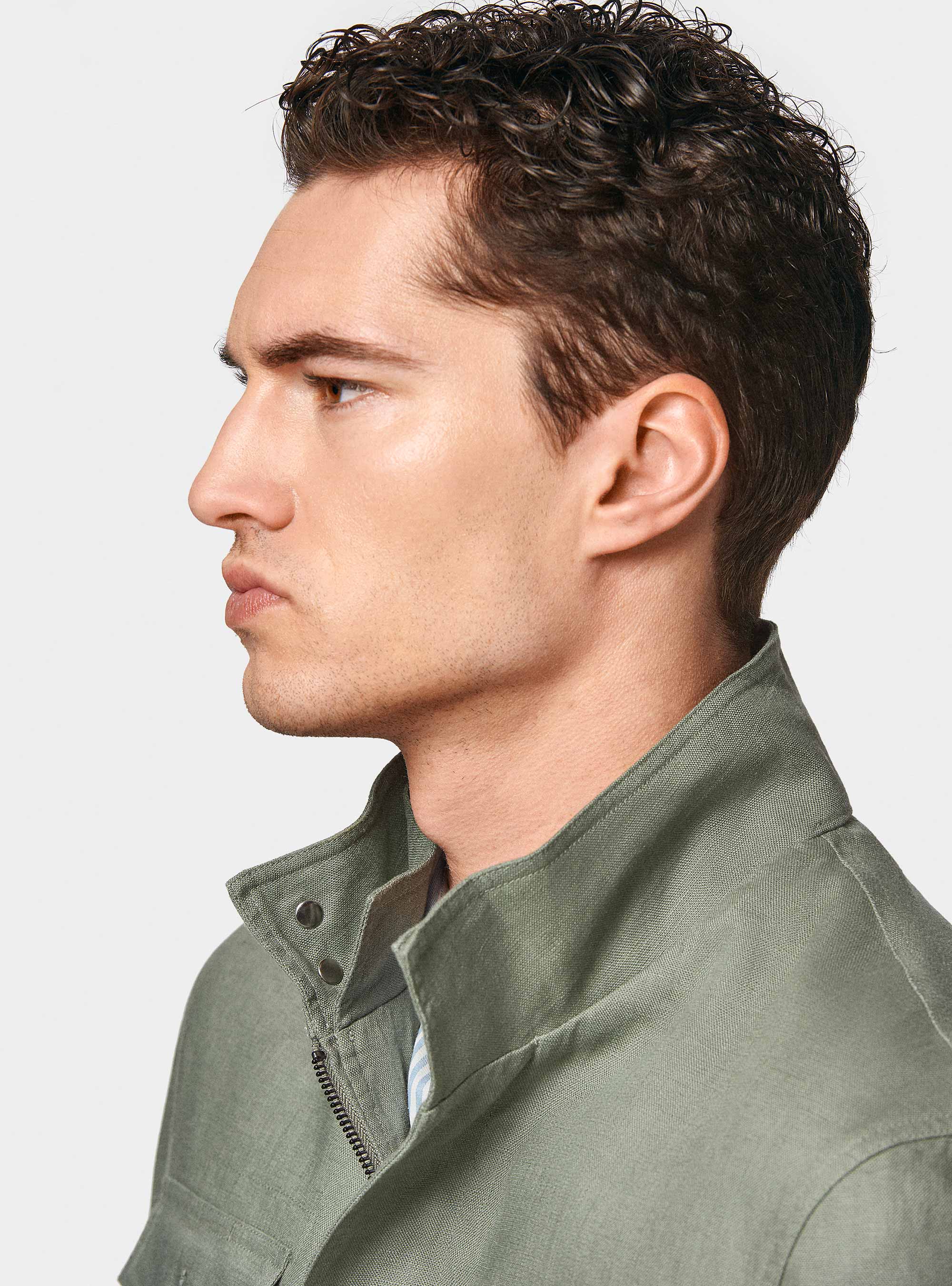 Field jacket in pure linen, SALVIA 0602C