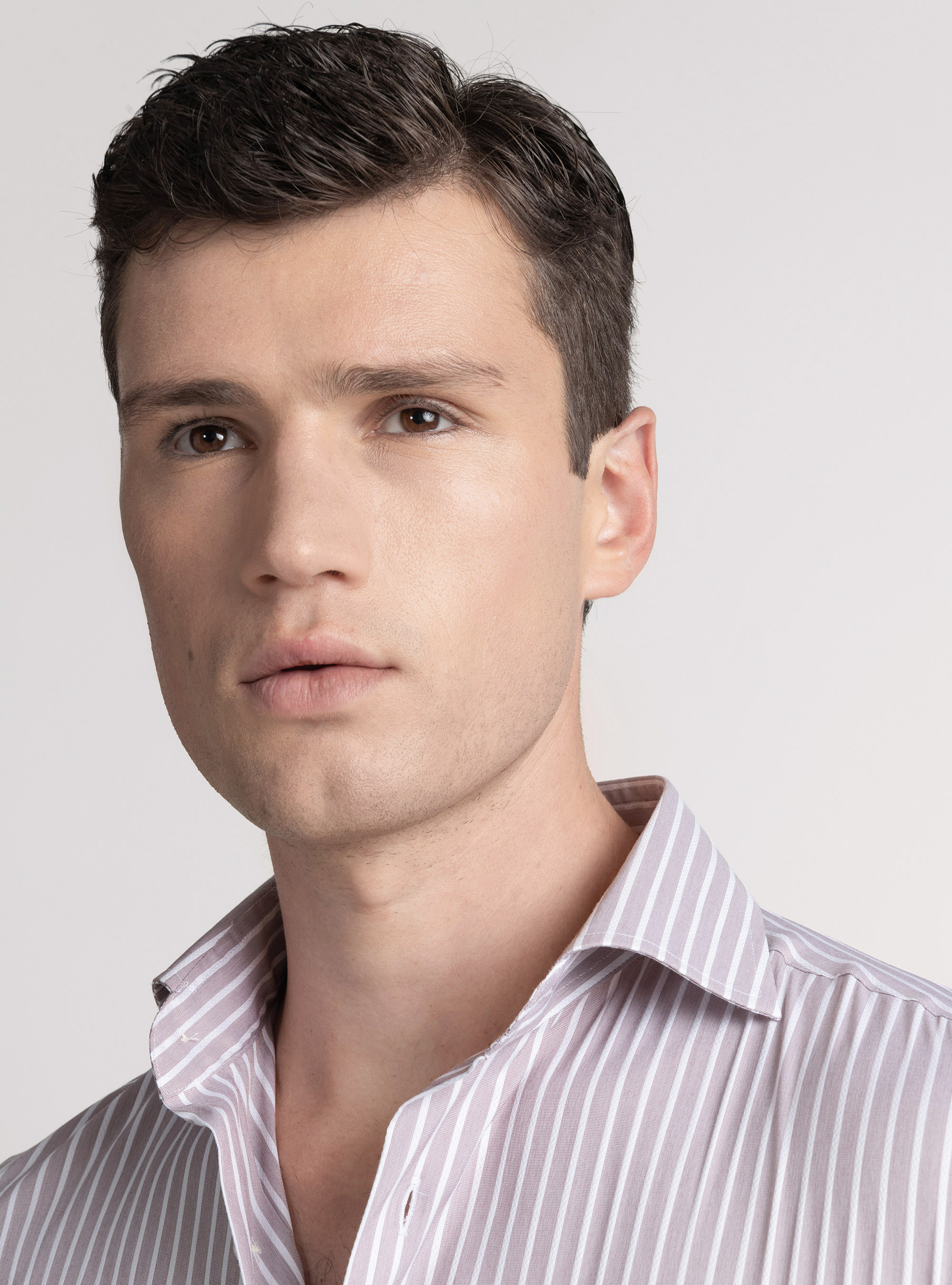 Camicia rigata in misto cotone stretch, CIPOLLA