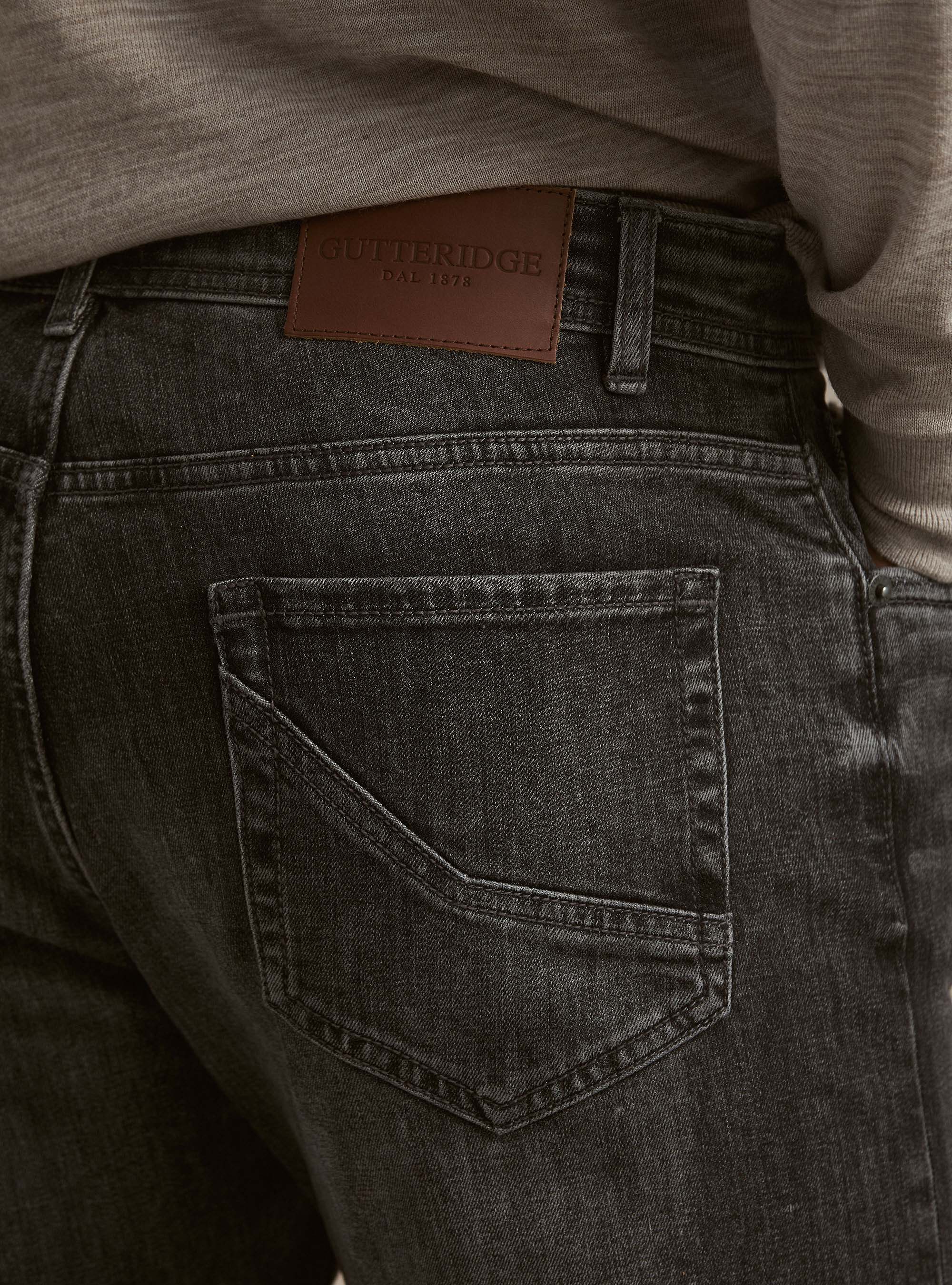 Stretch cotton denim, BLACK