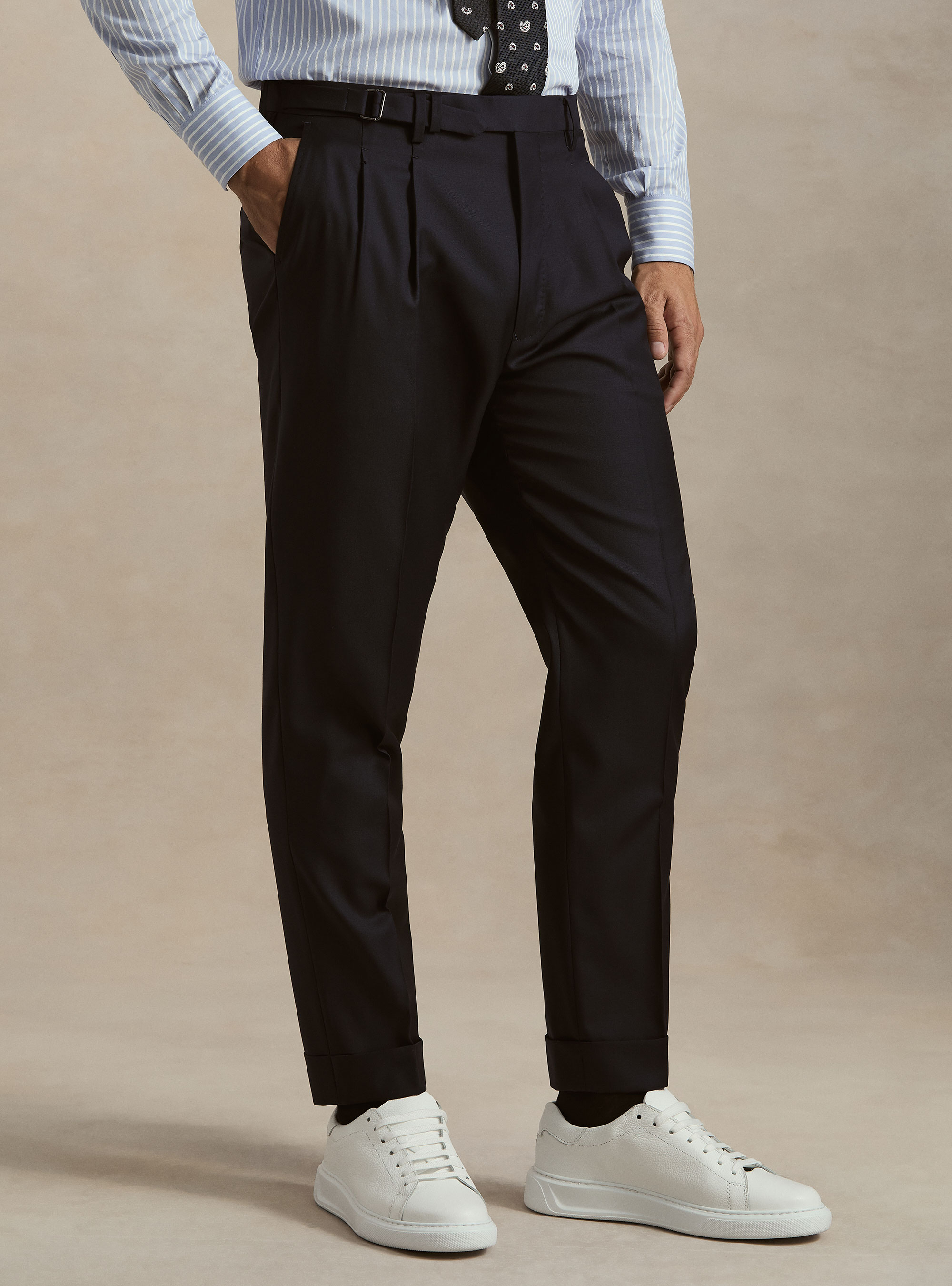 Vitale Barberis Canonico wool pleated trousers, NAVY BLUE
