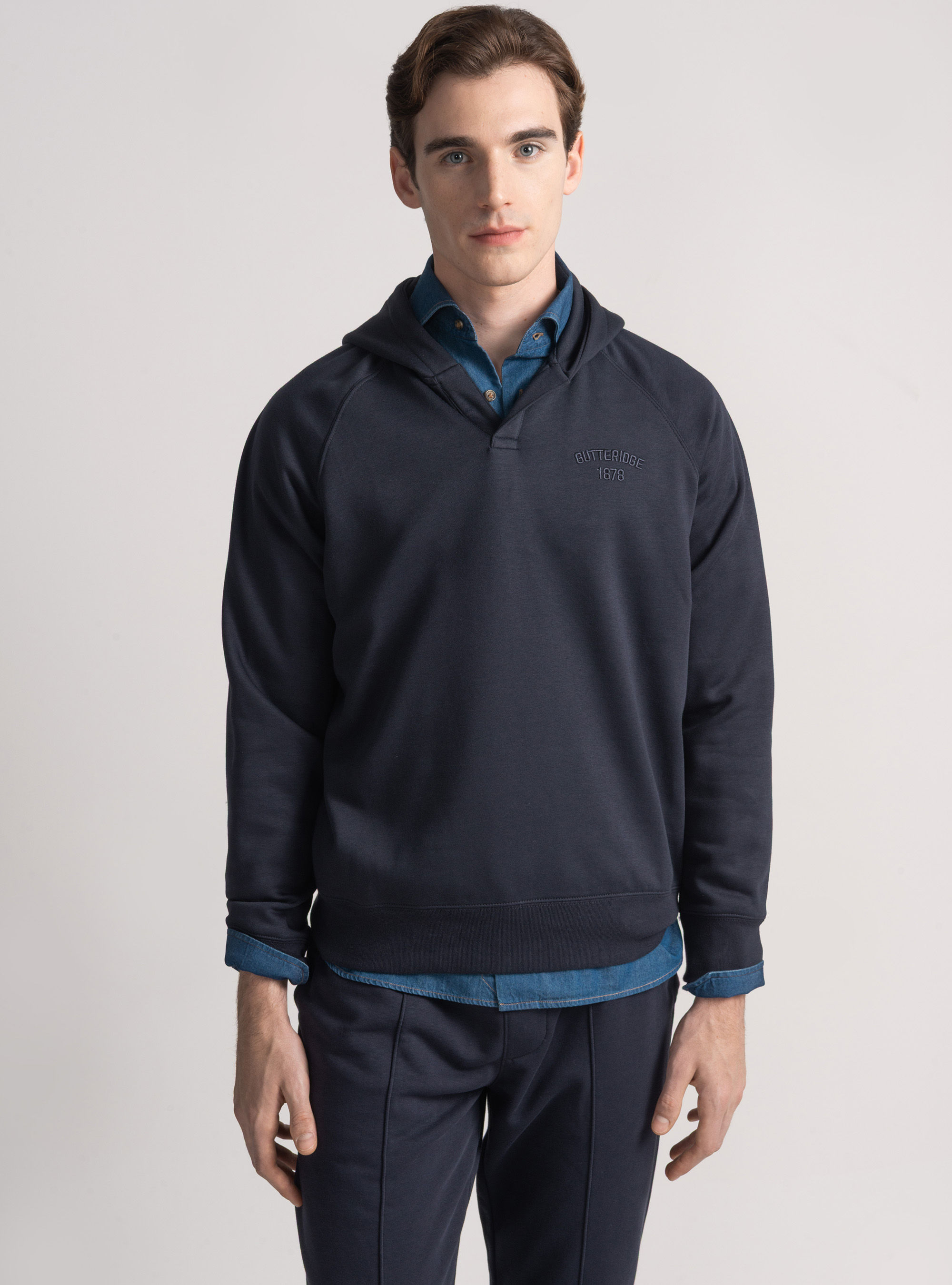 Sudadera con capucha GT01 en mezcla de algodón, AZUL MARINO