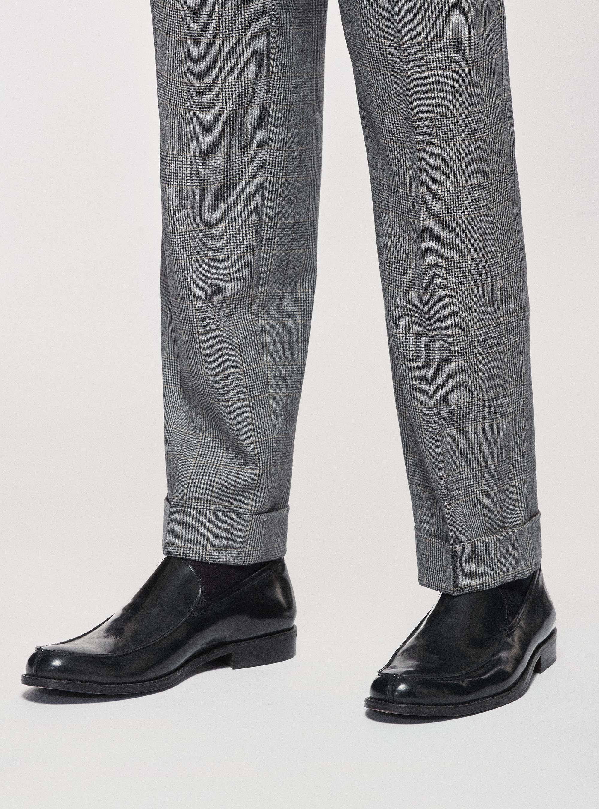 Pantaloni in lana principe di Galles, GRIGIO CHIARO MELANGE