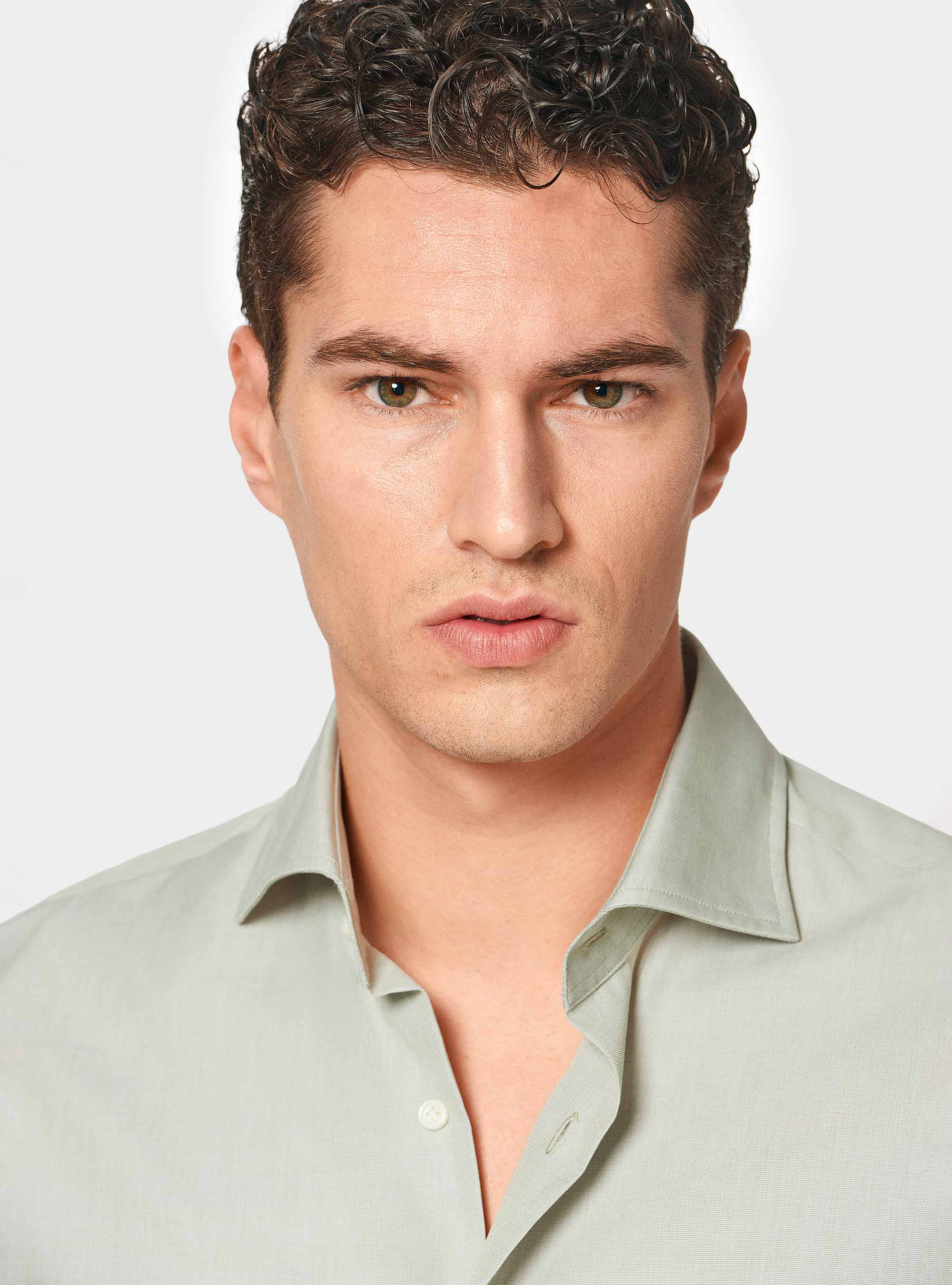 Camicia in fil a fil di cotone, SALVIA 0602C