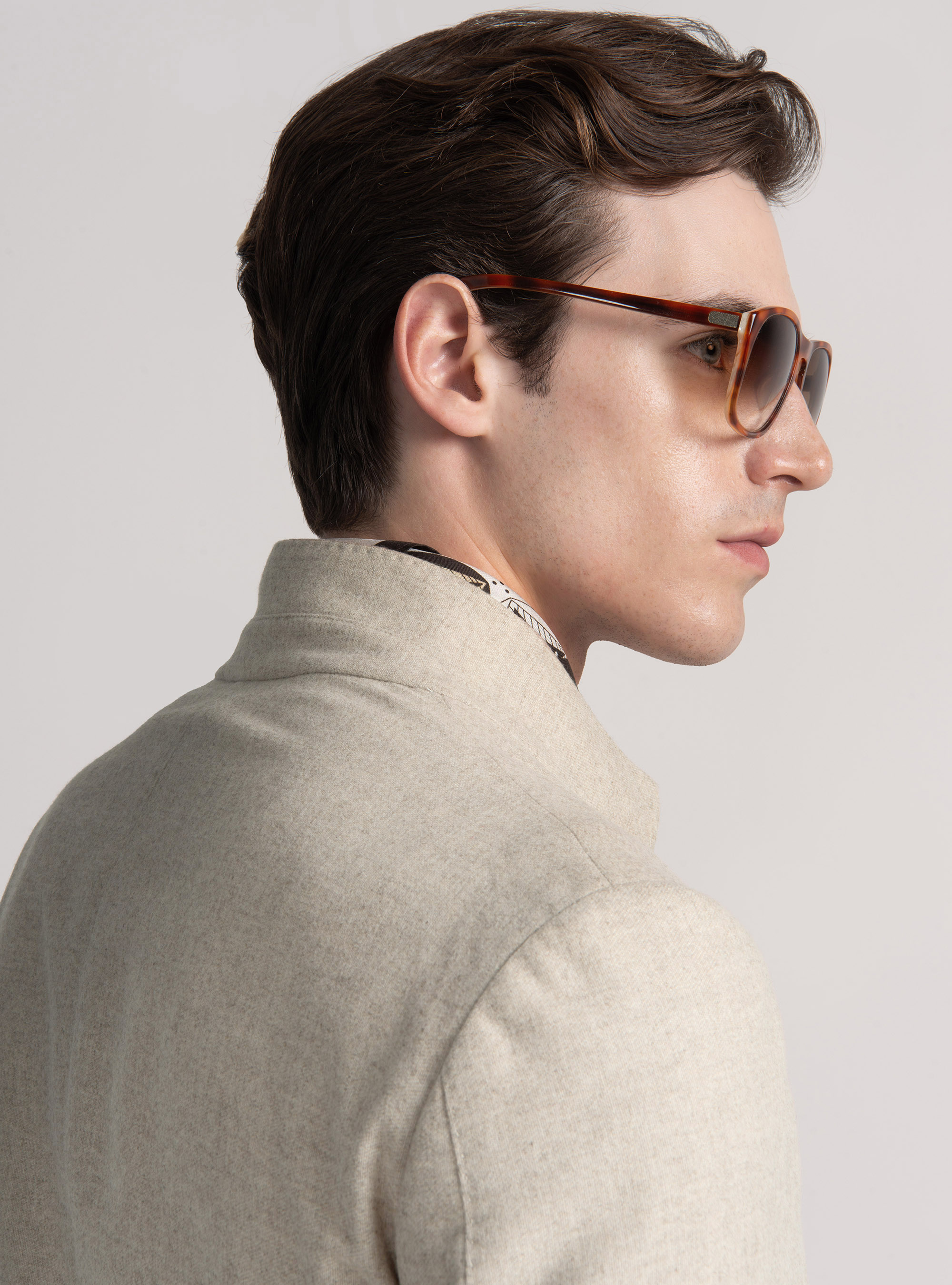 Americana coreana en franela de lana ligera, CRUDO