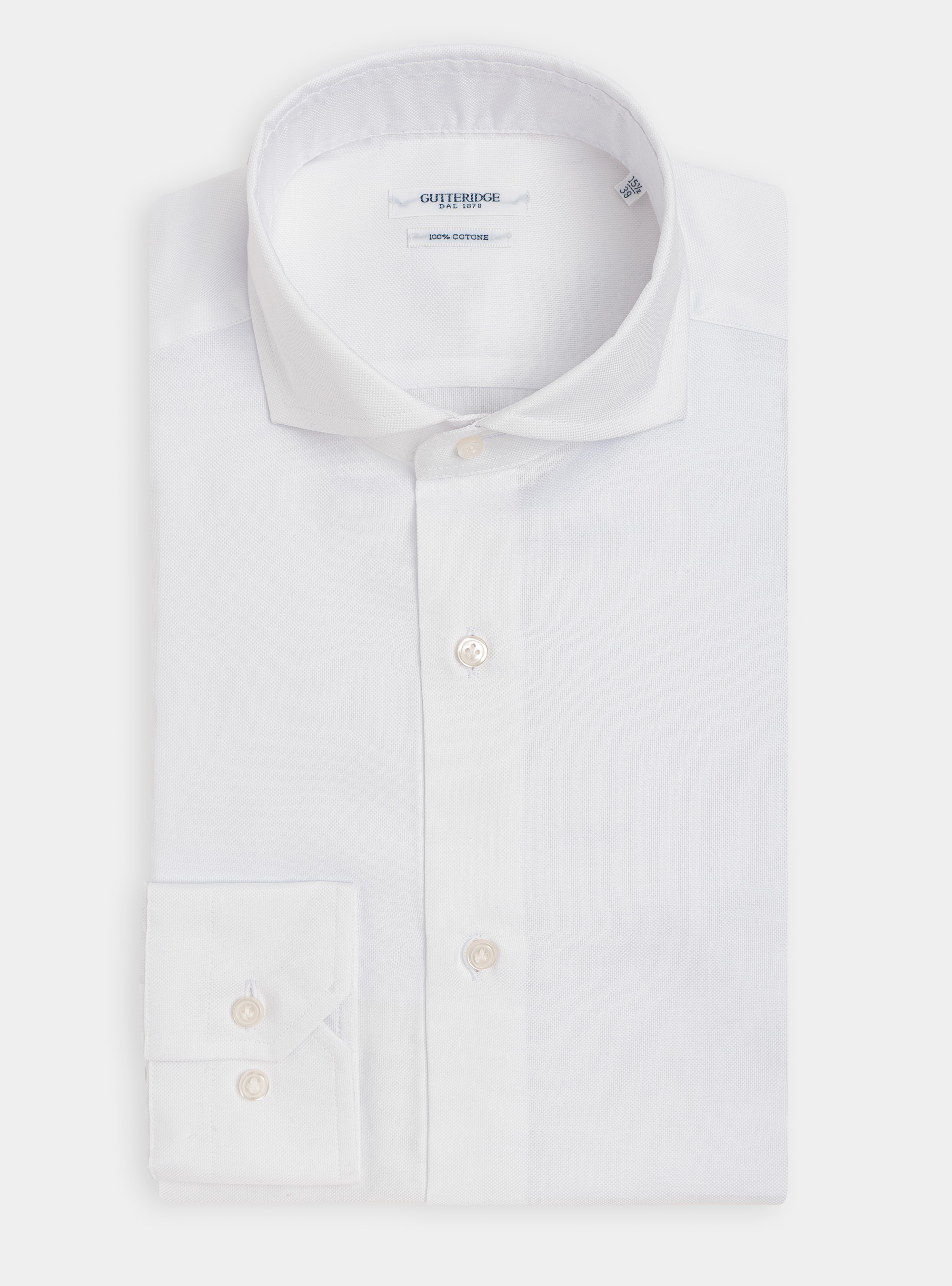 Camicia collo francese in oxford di cotone, BIANCO