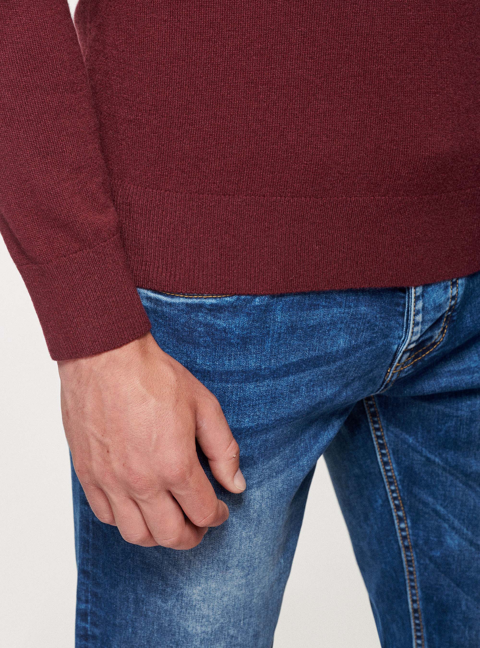 Punto de cuello redondo de lambswool y cachemira, BURDEOS
