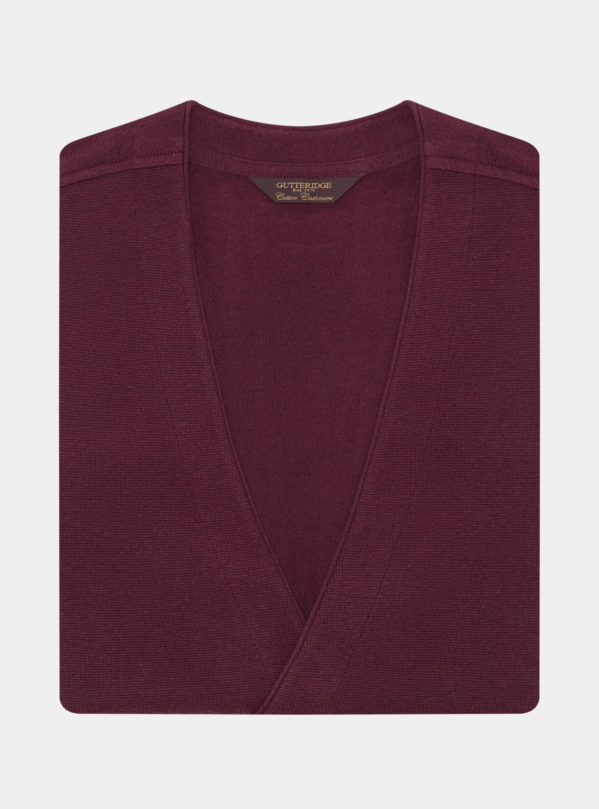 Double-breasted cotton and cashmere knit gilet, BORDEAUX