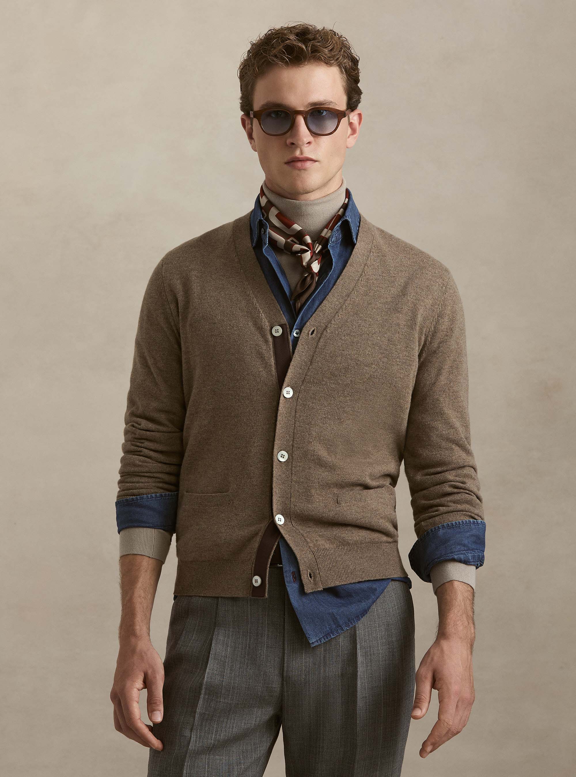 Cardigan boutonn&eacute; en lambswool et cachemire, BOUE