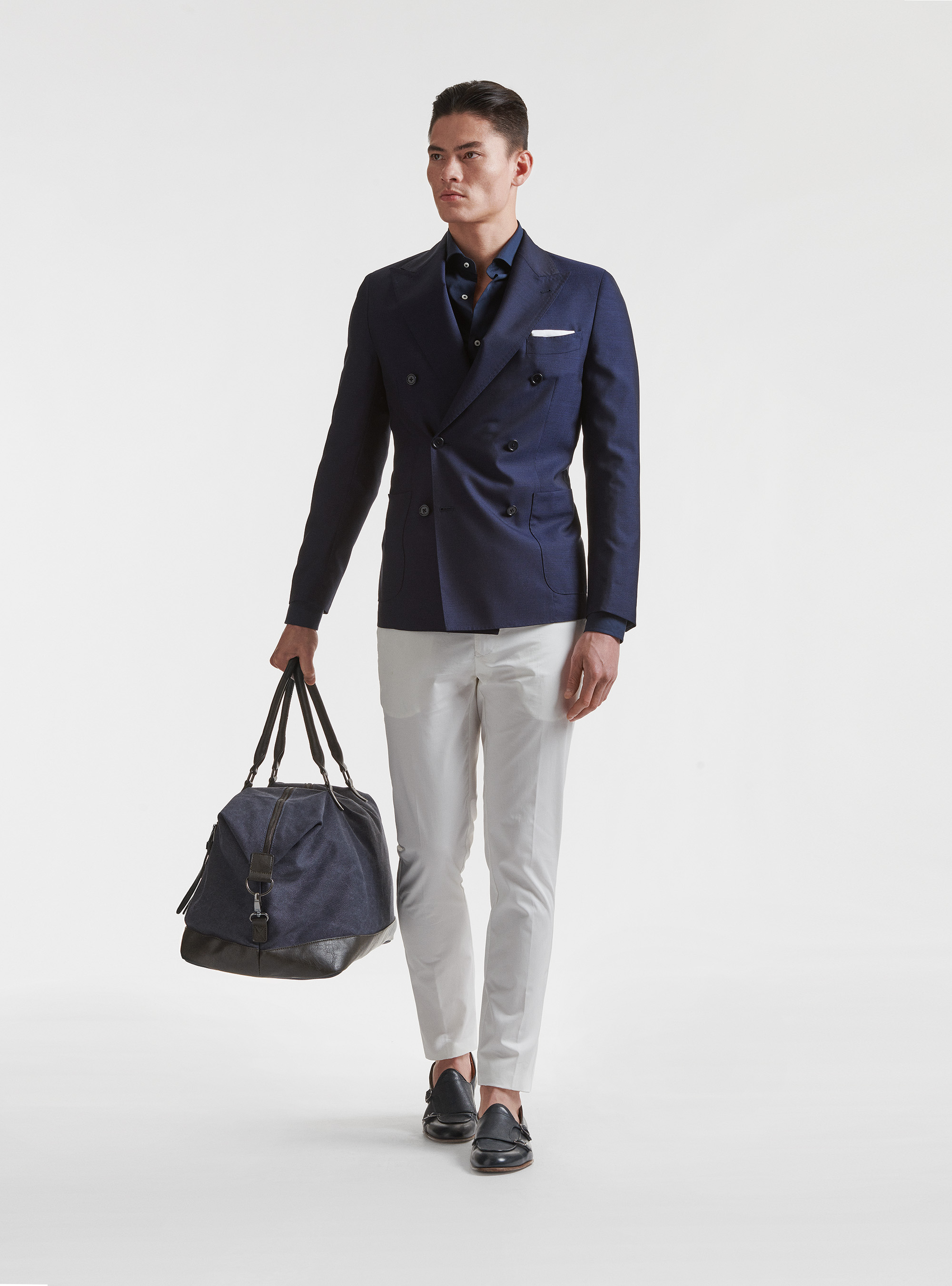 Giacca doppiopetto in pura lana Vitale Barberis Canonico, BLU NAVY