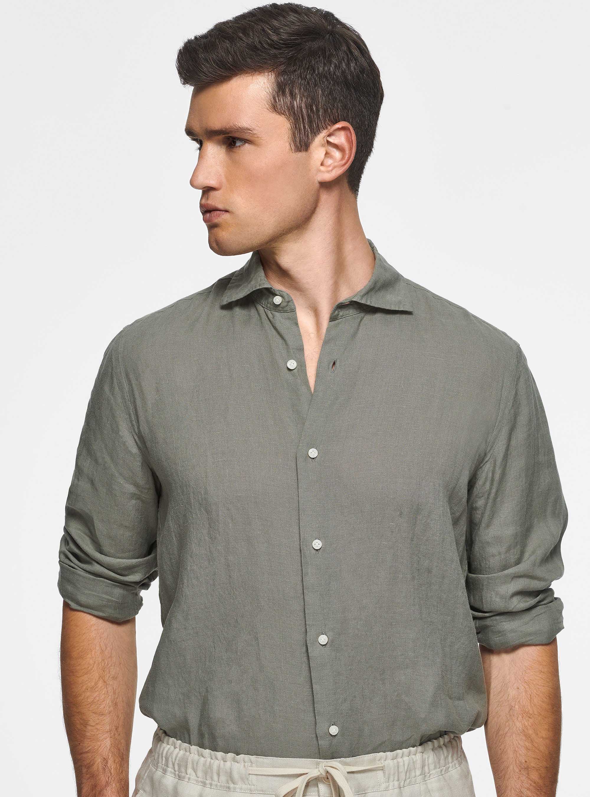 Pure linen shirt, SALVIA 0602C