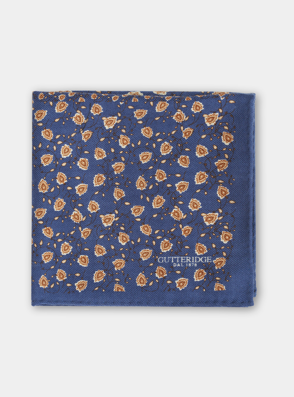 Pochette in lana stampa a fiori, BLU