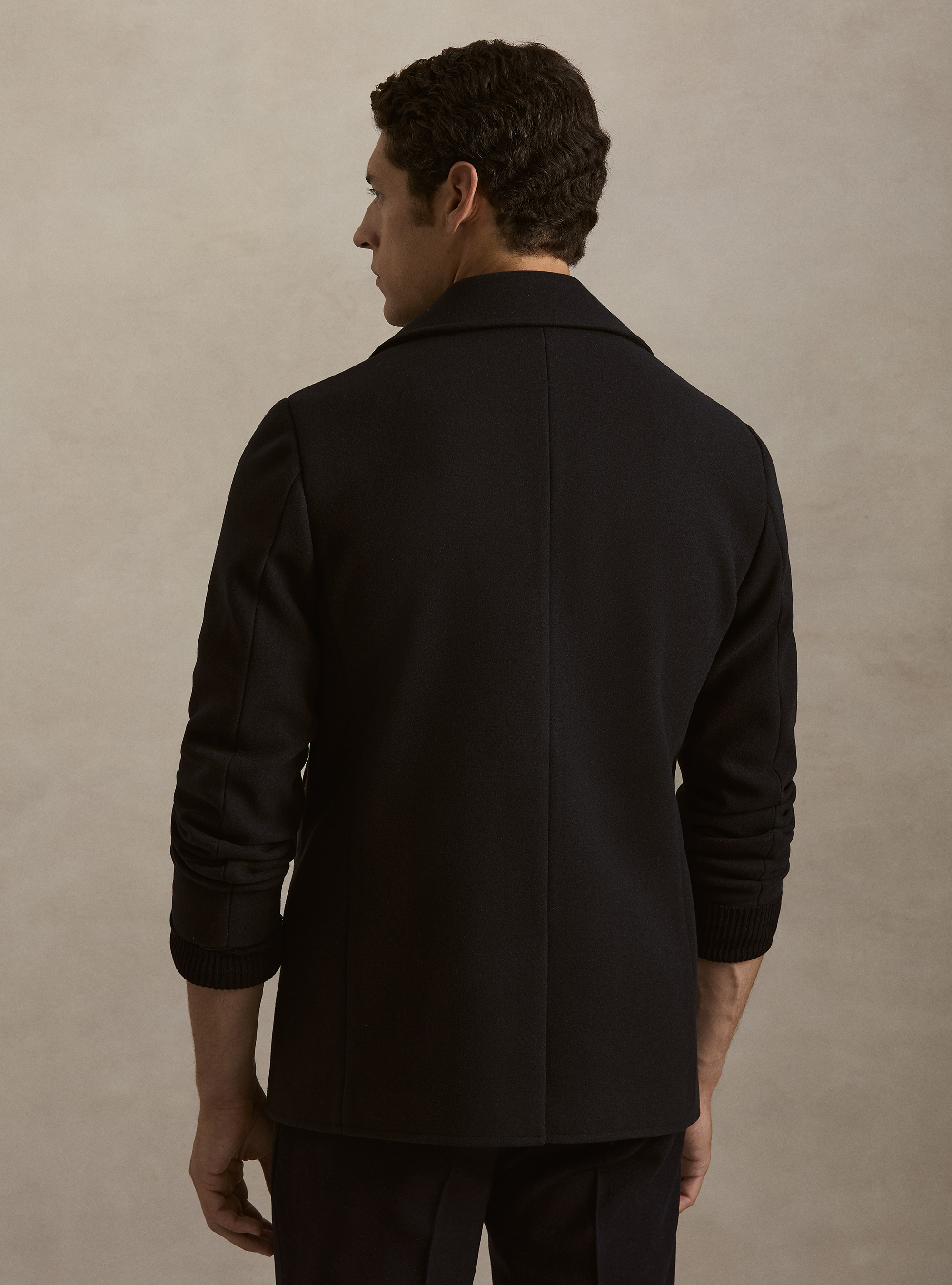 Peacoat in misto lana con bottone metallo, BLU NAVY
