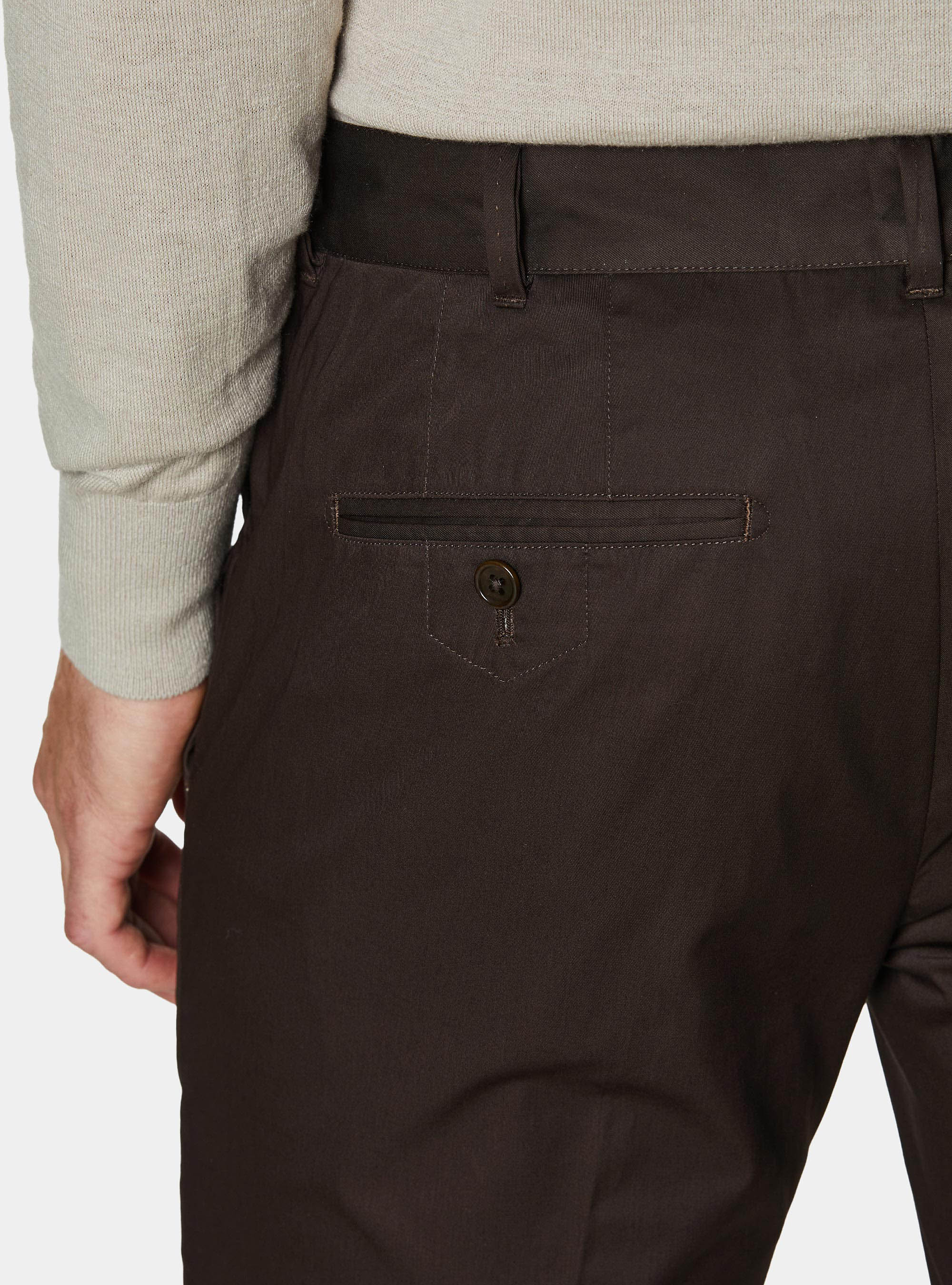 Pantaloni chino in twill leggero, MARRONE