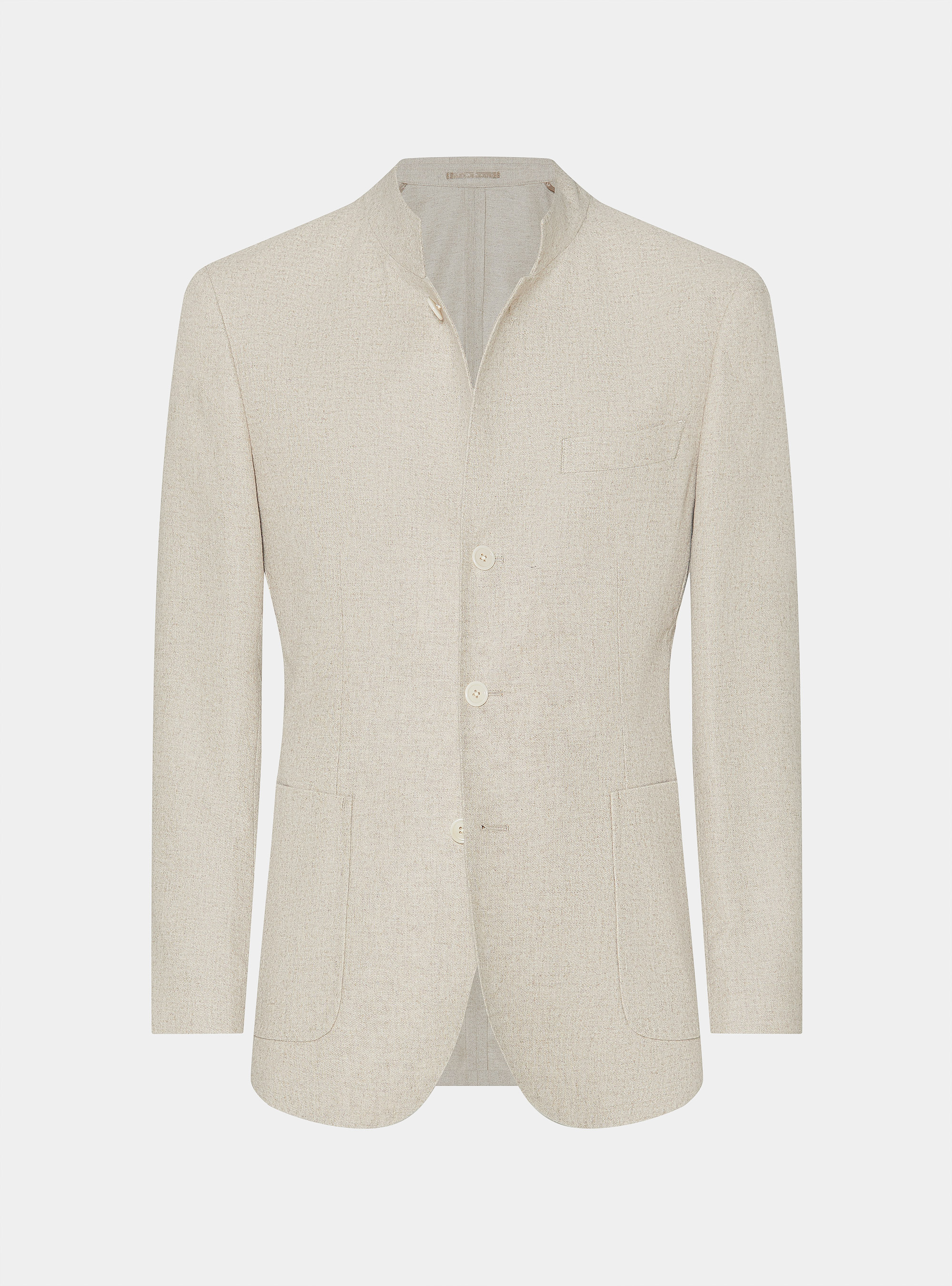 Americana coreana en franela de lana ligera, CRUDO