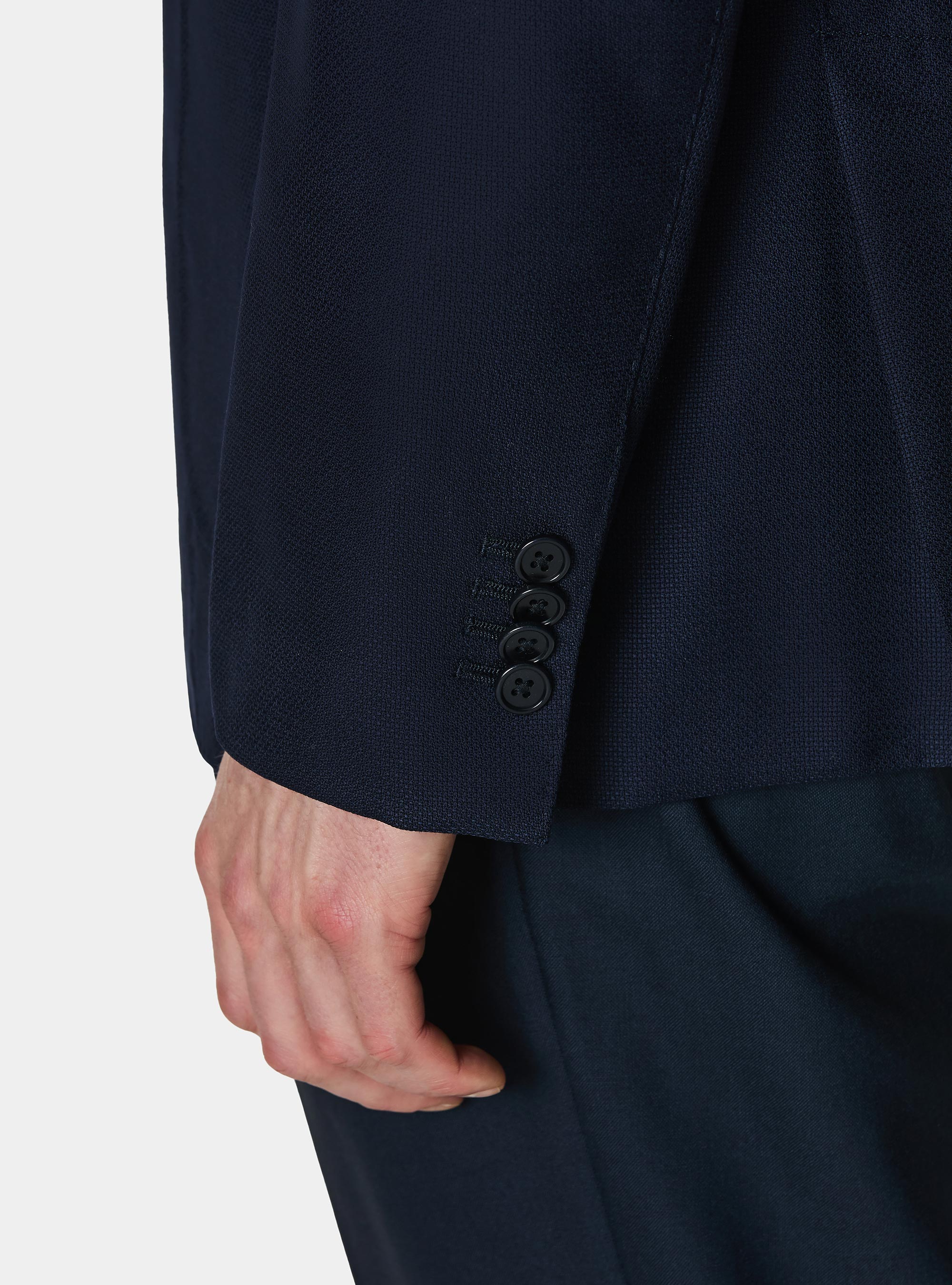 Giacca hopsack in lana Vitale Barberis Canonico, BLU NAVY