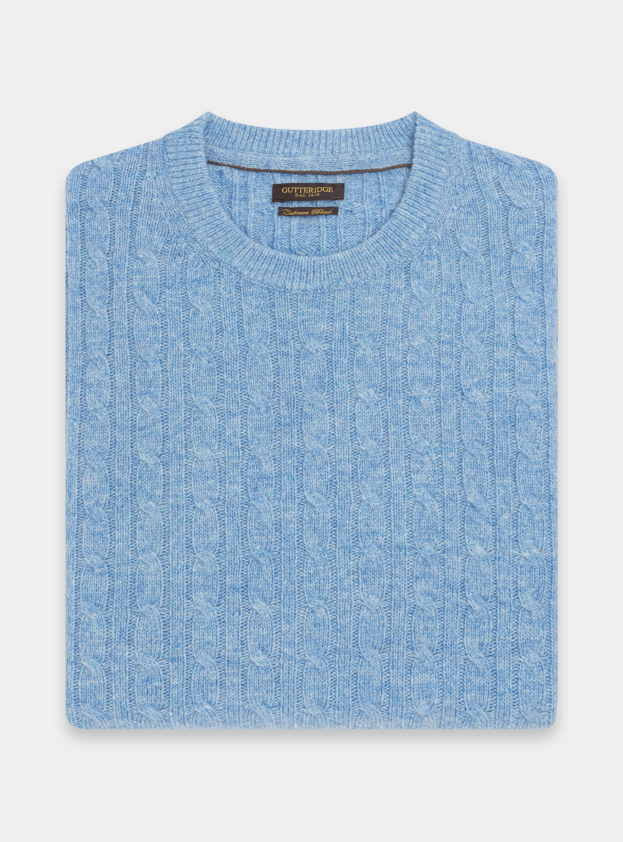 Maglia a treccia in lambswool, AZZURRO