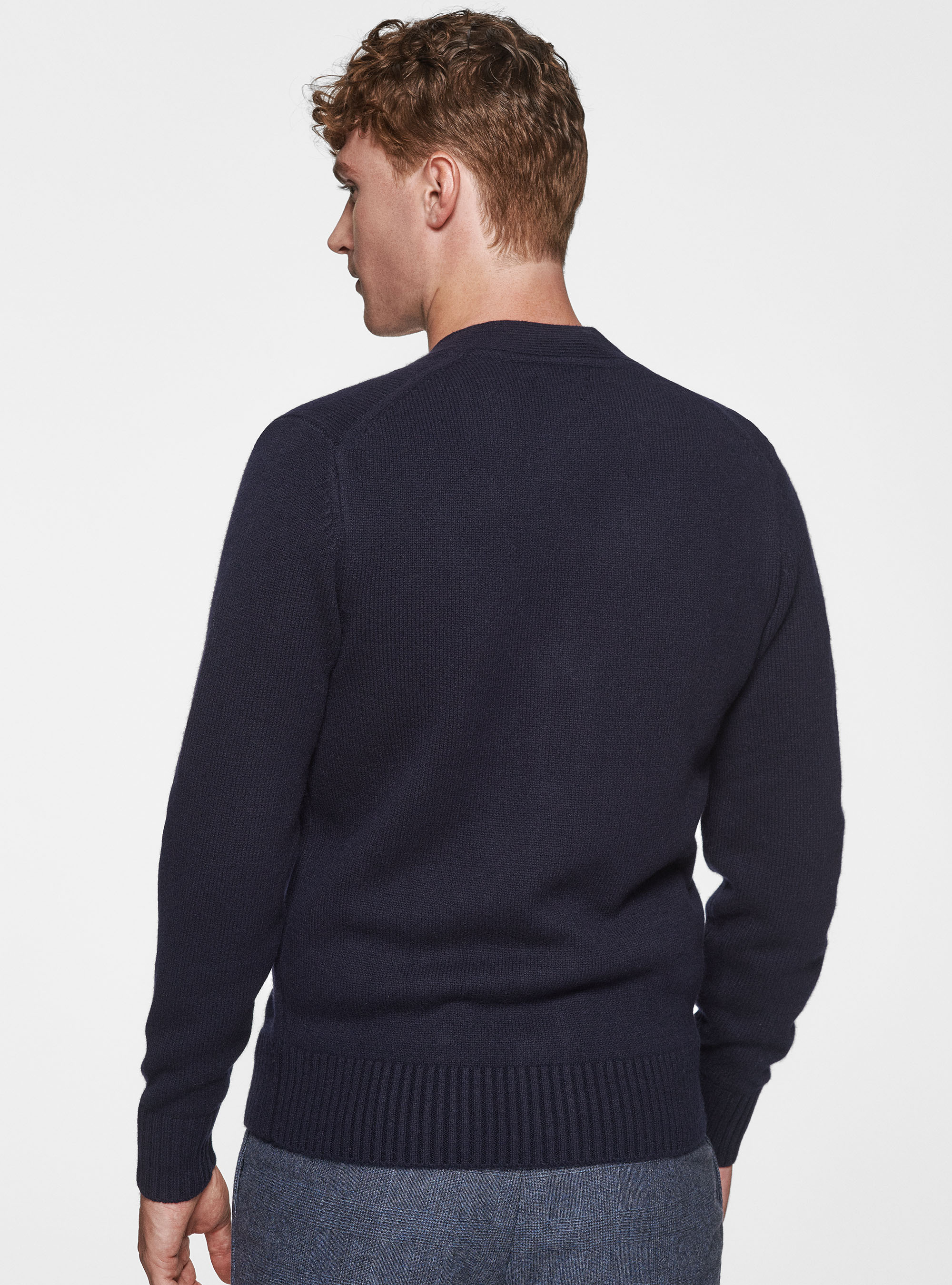 Cardigan in maglia in lambswool, BLU NAVY