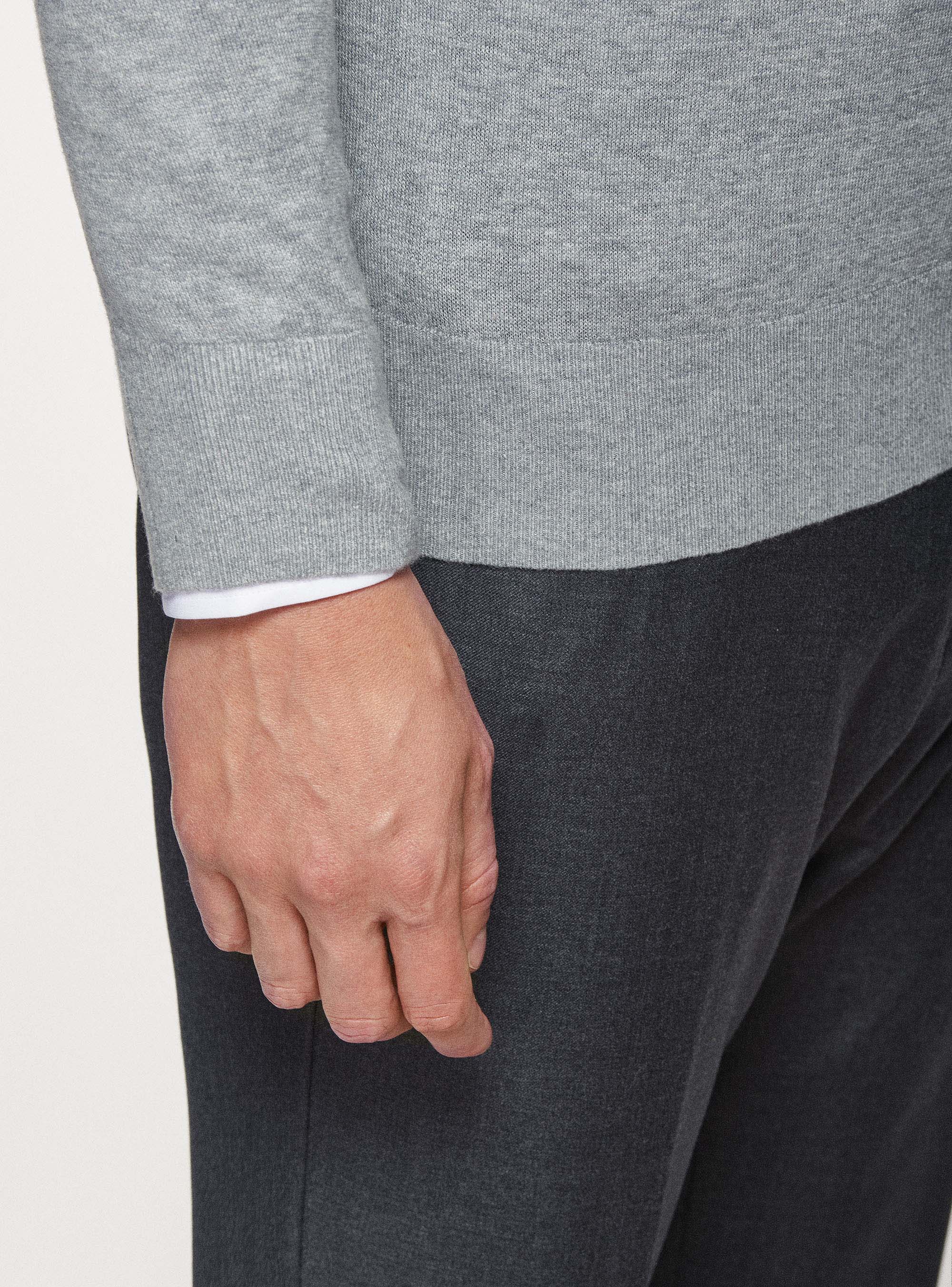 Maglia girocollo in cotone seta e cashmere, GRIGIO MELANGE 0151C