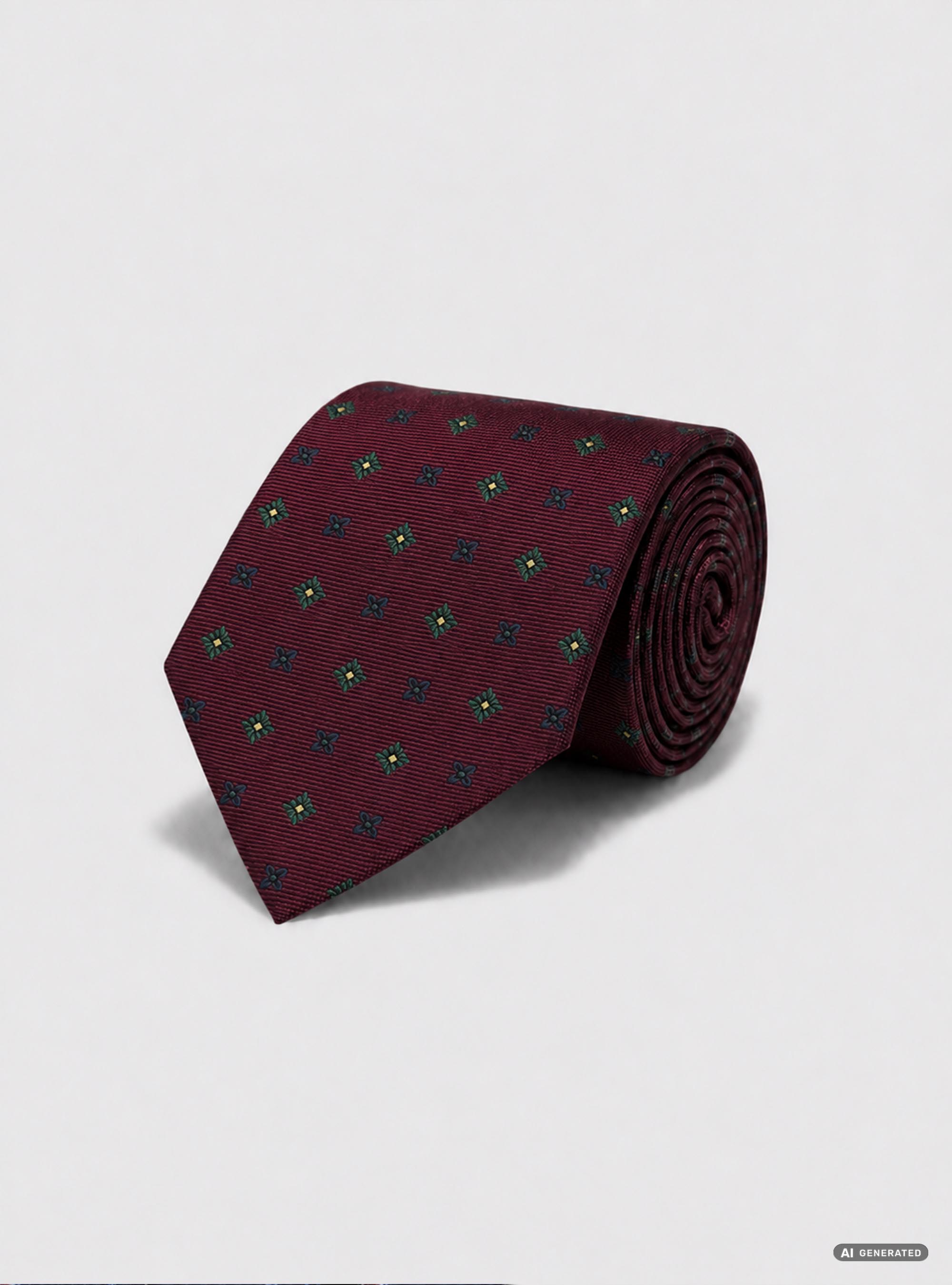 Cravatta in seta jacquard con microfantasia fiori, BORDEAUX