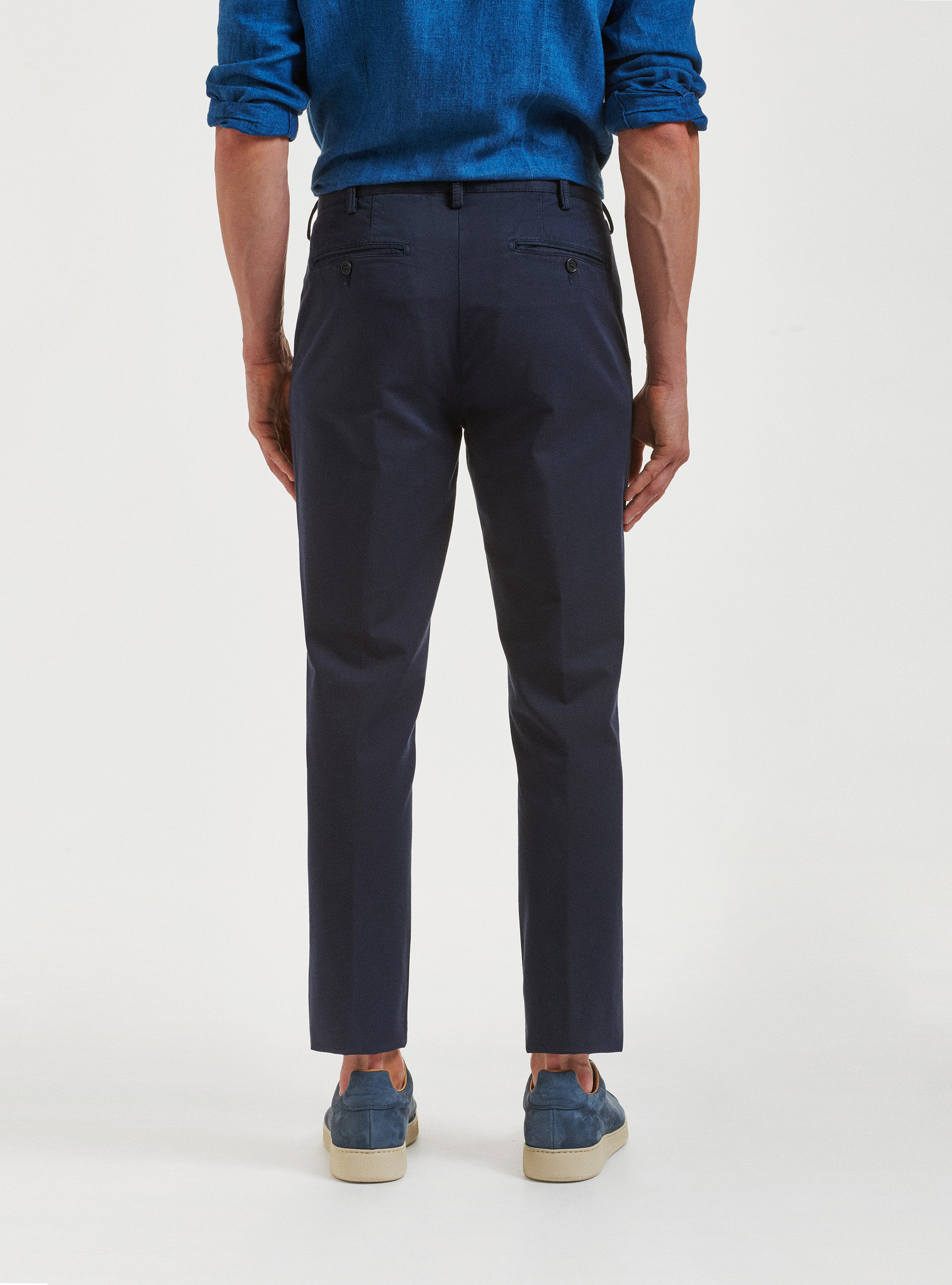 Pantaloni chino in twill stretch, BLU NAVY
