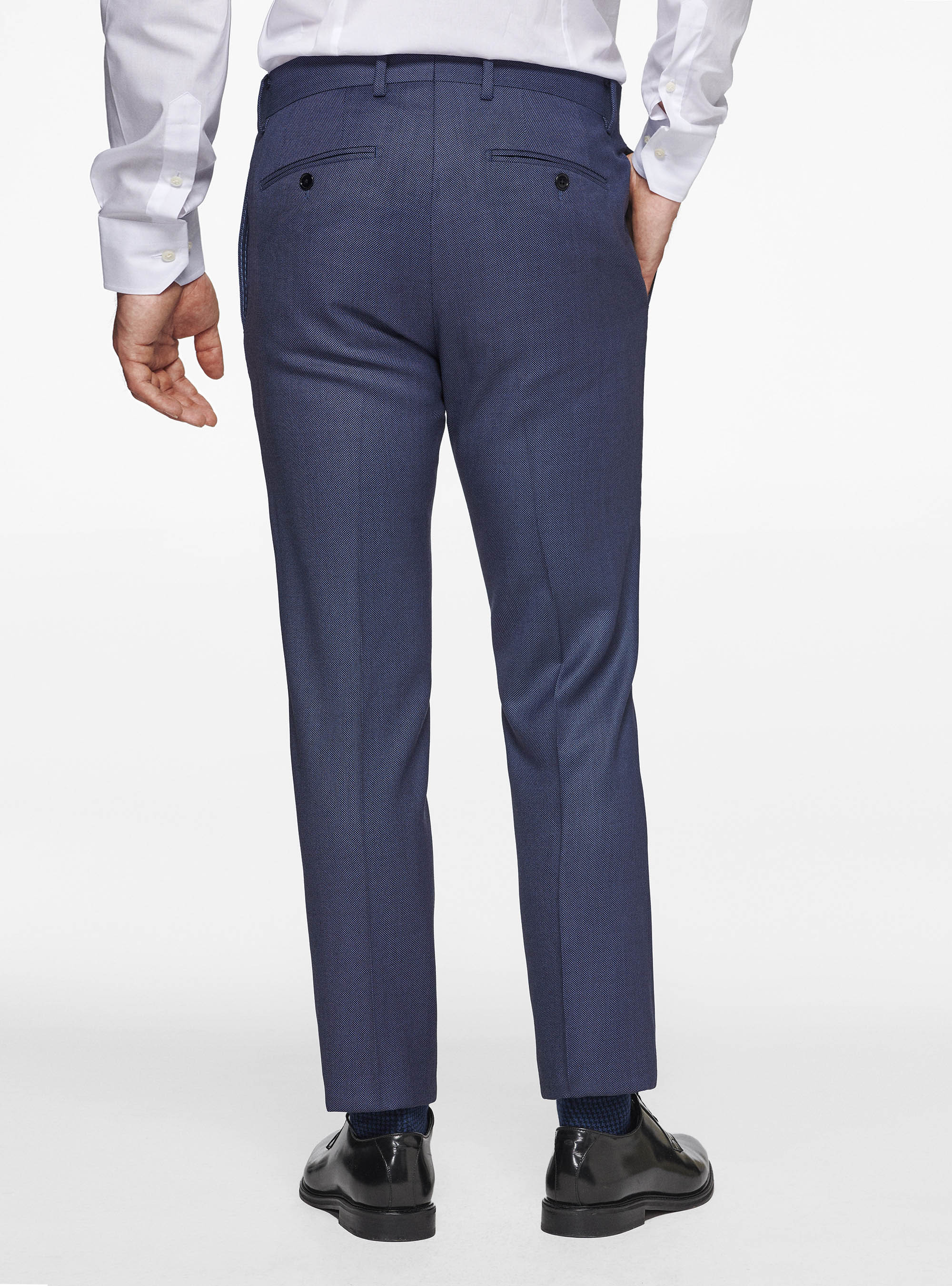 Pantaloni in pura lana occhio di pernice, INCHIOSTRO