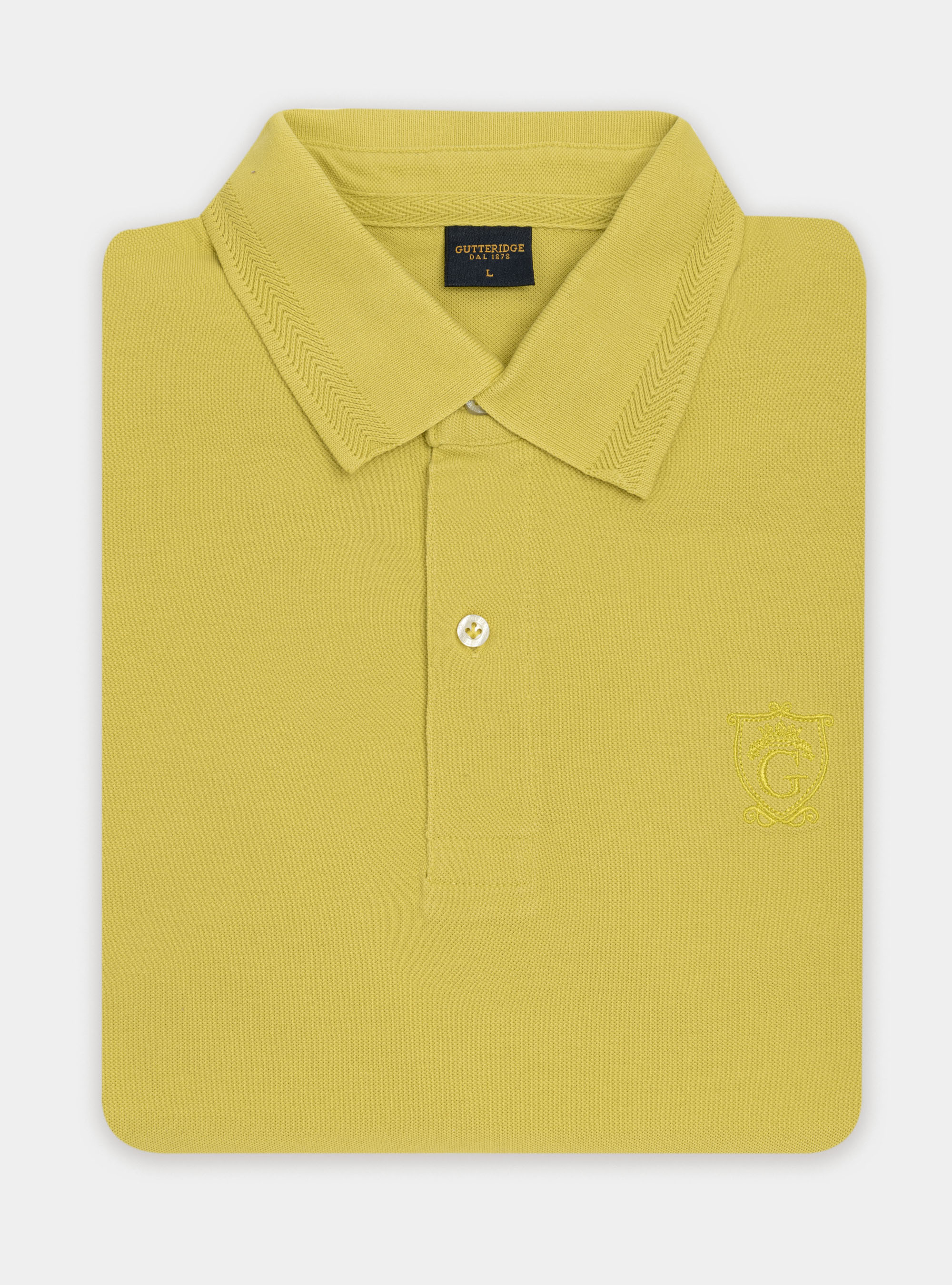 Polo cl&aacute;sico de piqu&eacute; con canal&eacute; en espiga, SENAPE 0715C