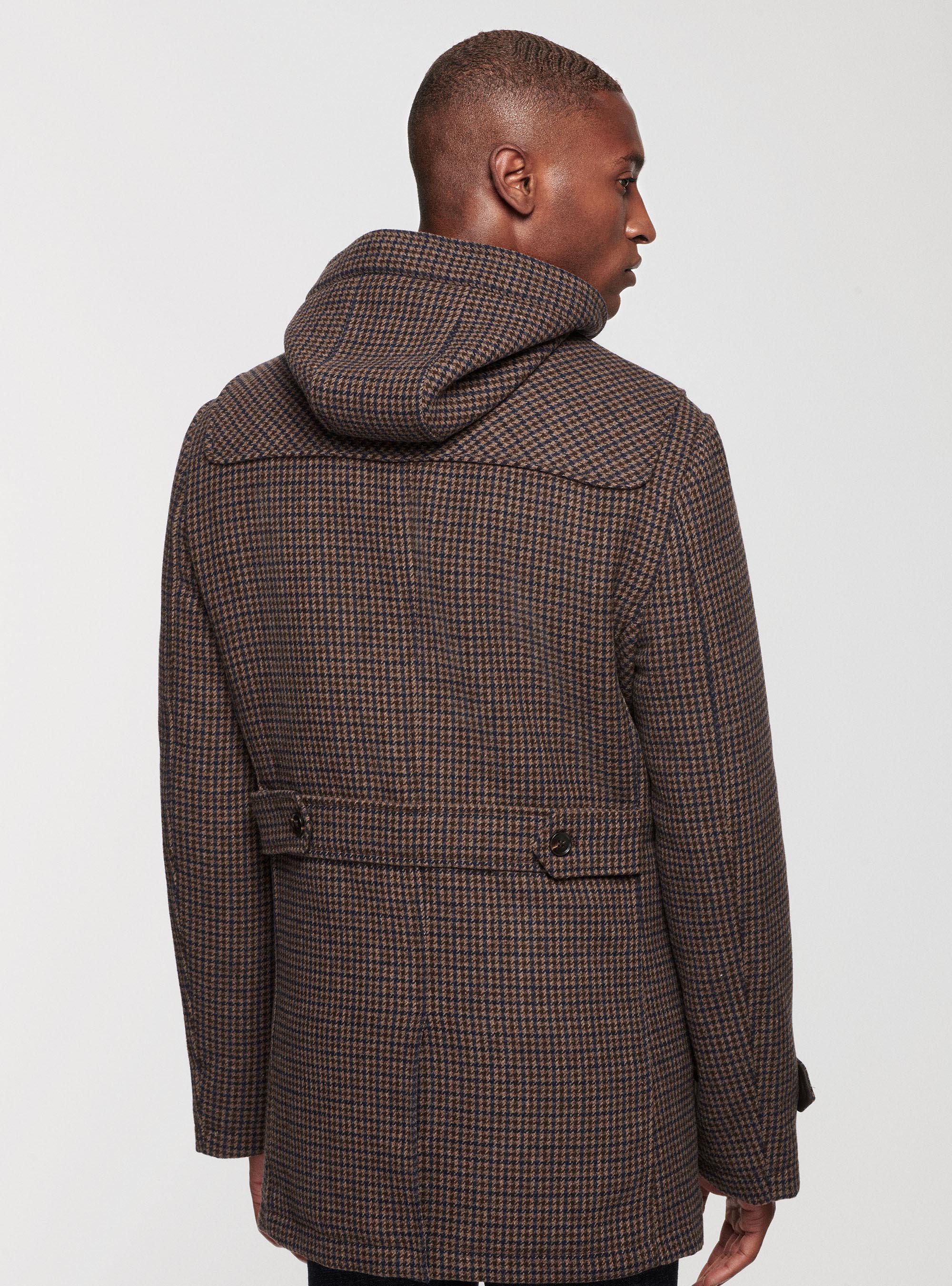 Montgomery in misto lana pied de poule, MARRONE