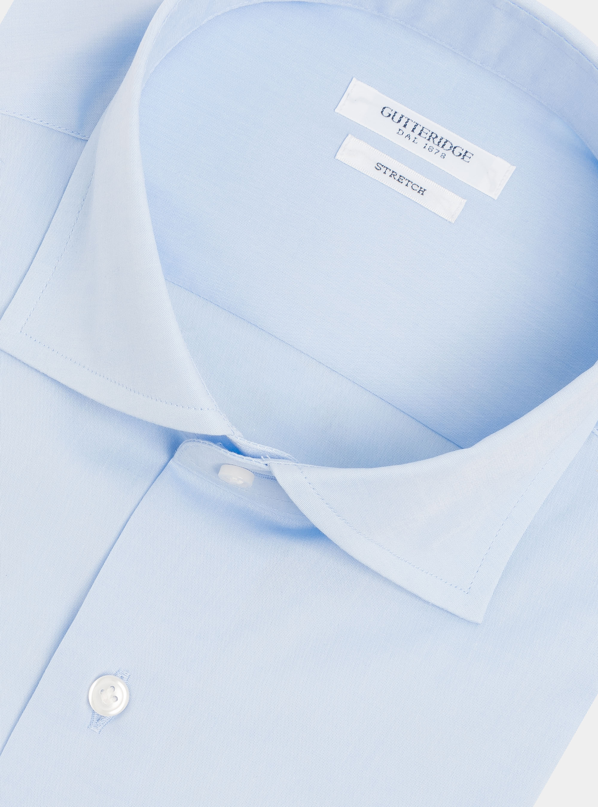 Camicia slim fit in popeline di cotone stretch, AZZURRO