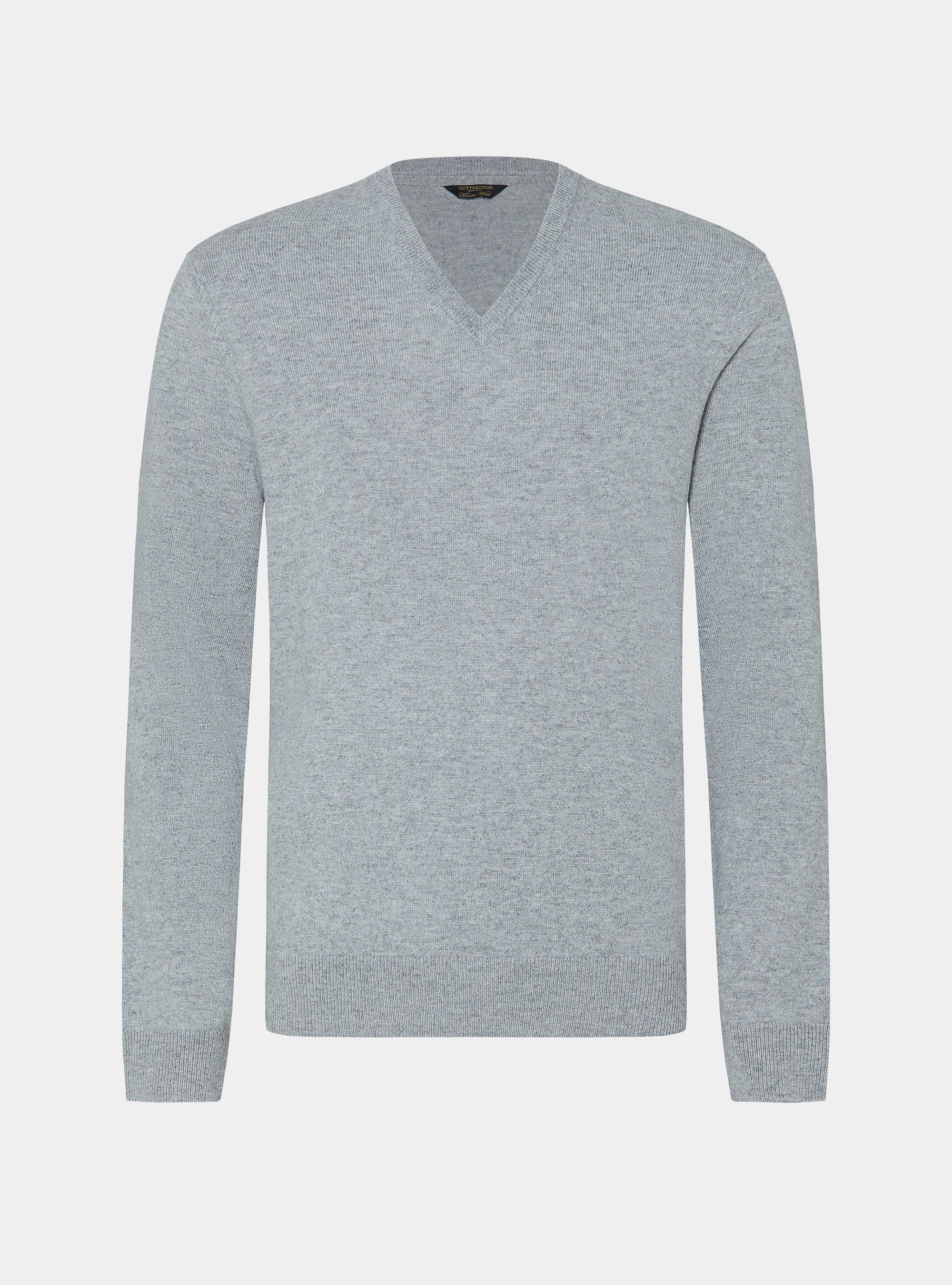 Maglia scollo a V in lana merino, GRIGIO MELANGE 0151C