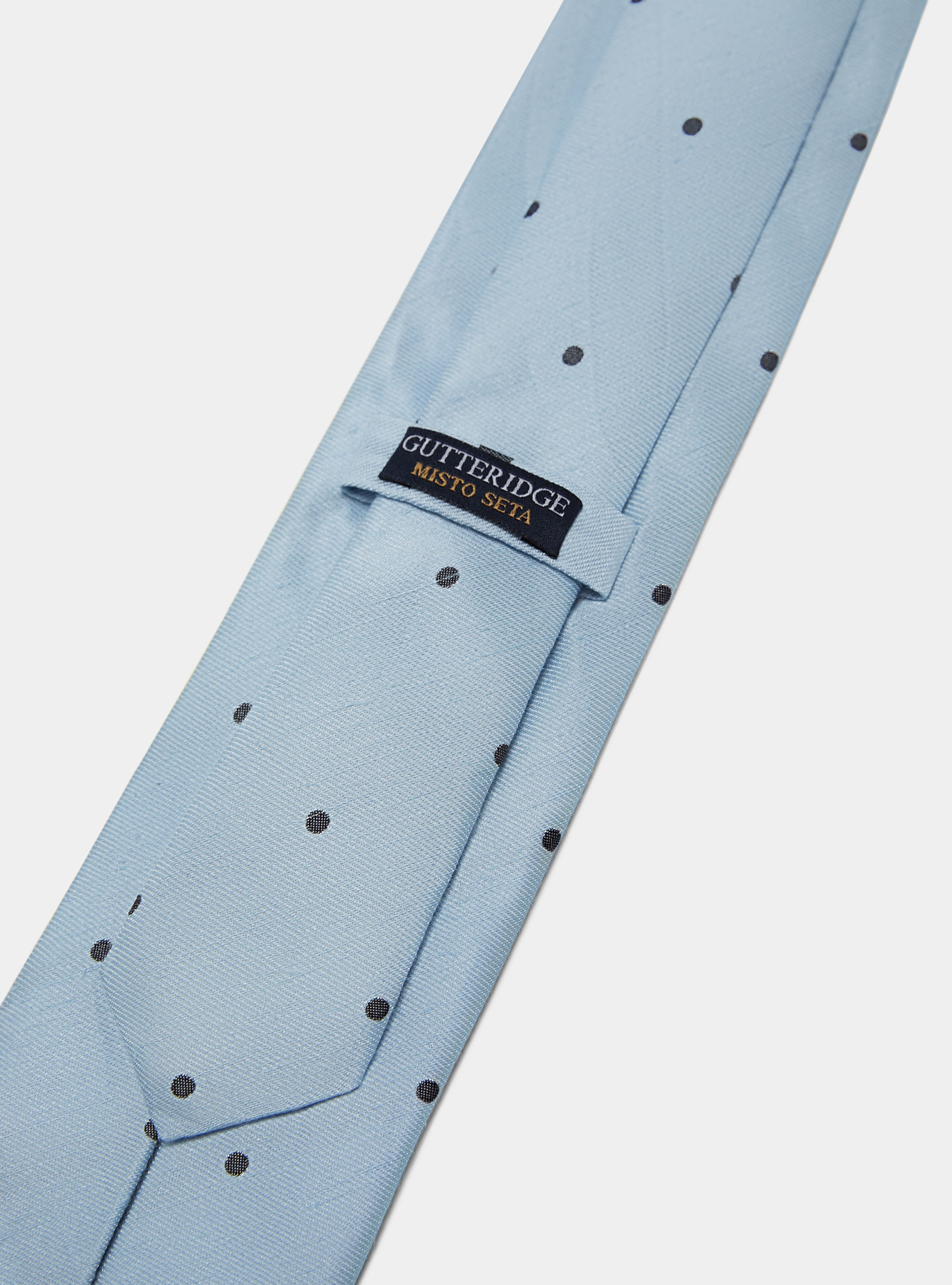 Silk and linen micro polka dot tie, LIGHT BLUE