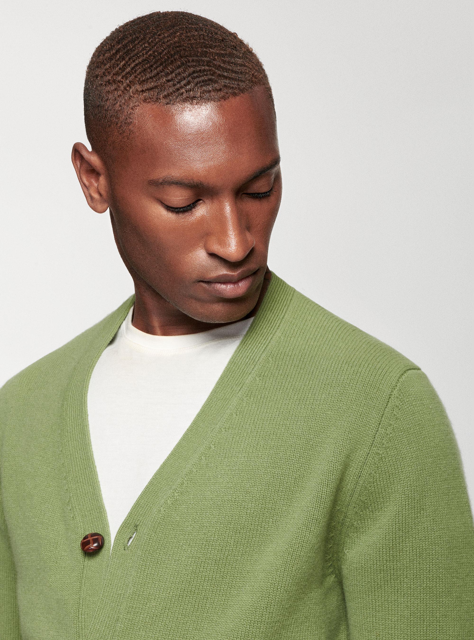 Cardigan in lana lambswool e cashmere, OLIVA