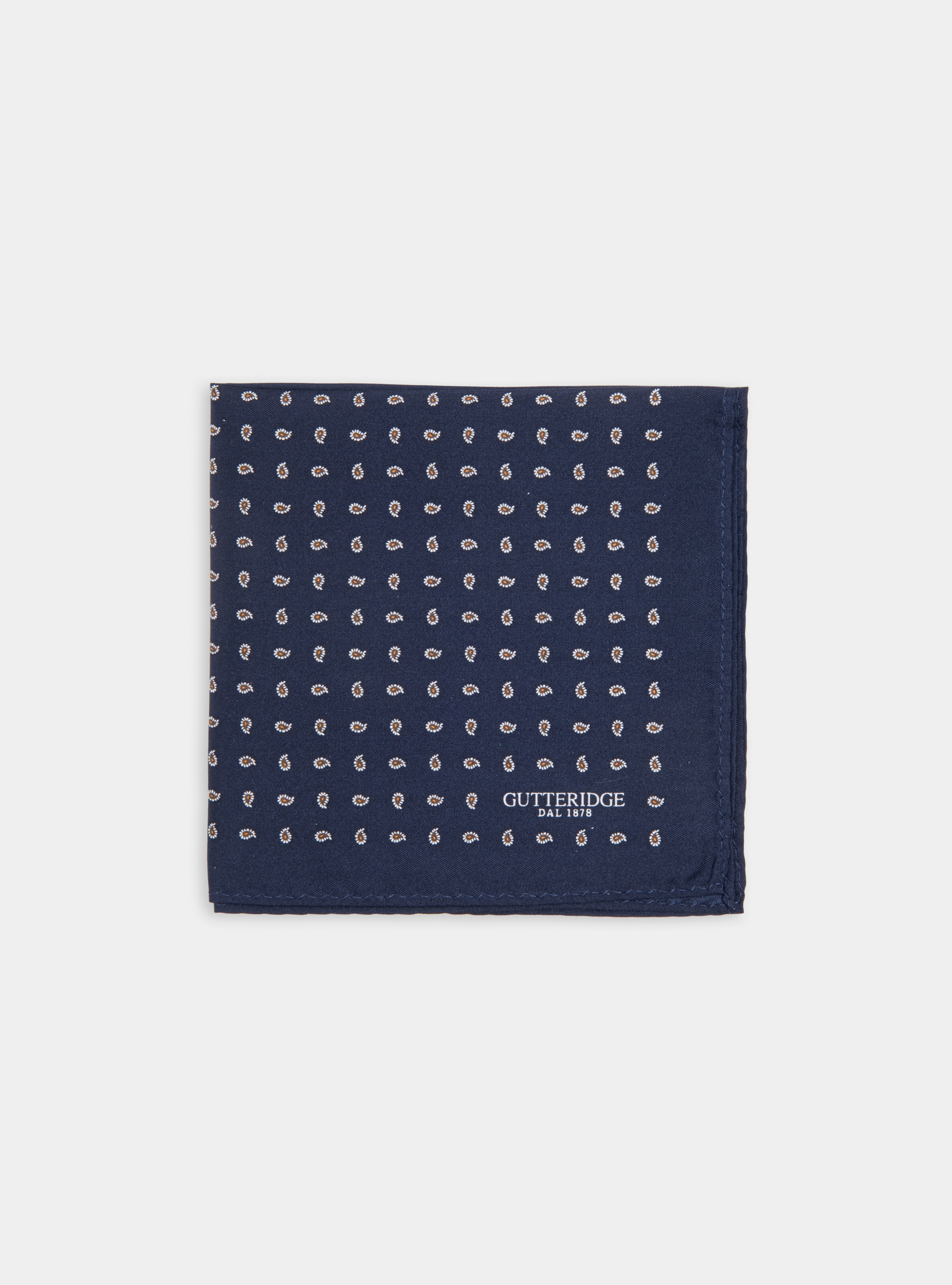 Micro patterned silk pocket square, NAVY BLUE