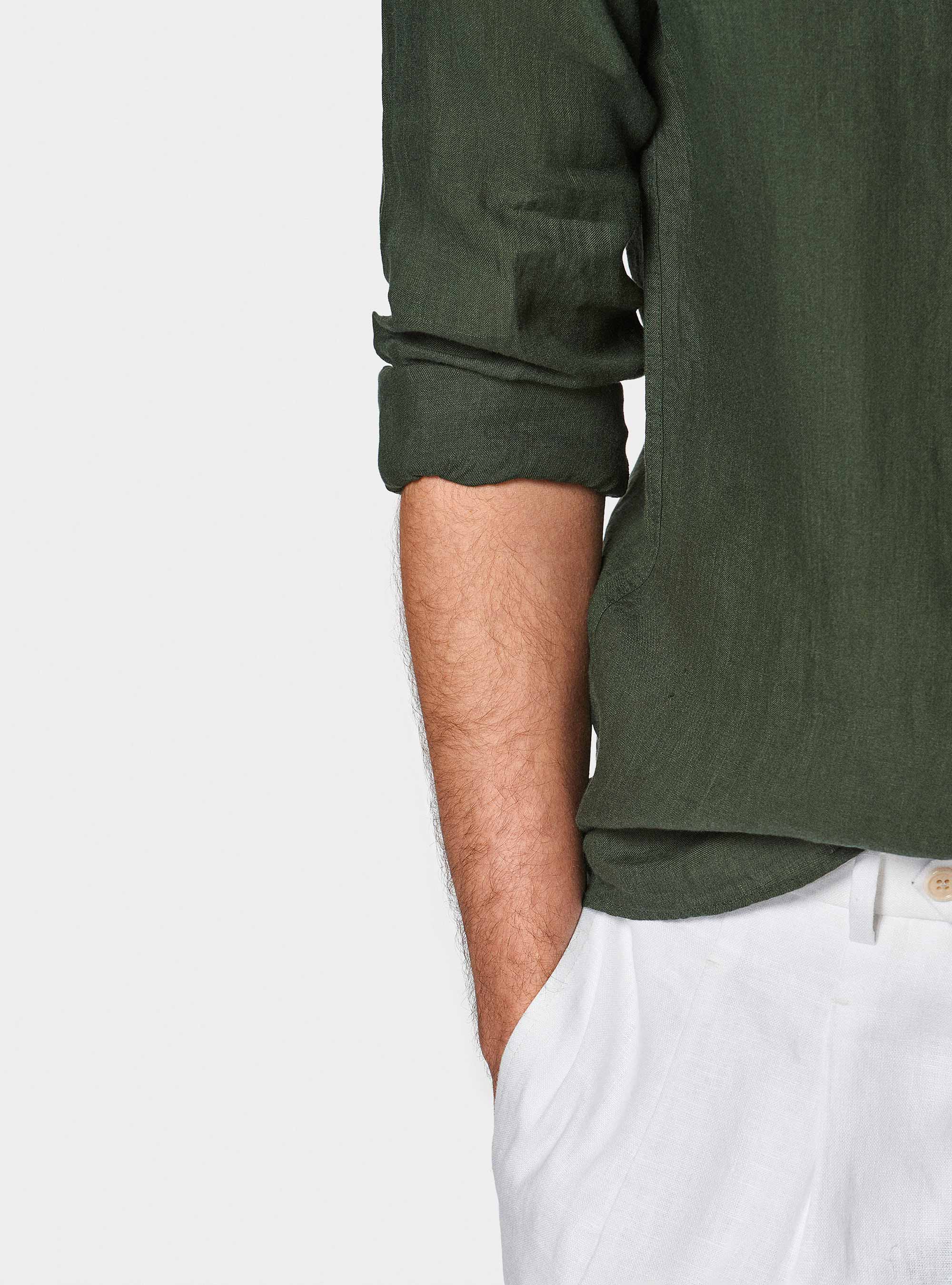 Camicia in puro lino, VERDE