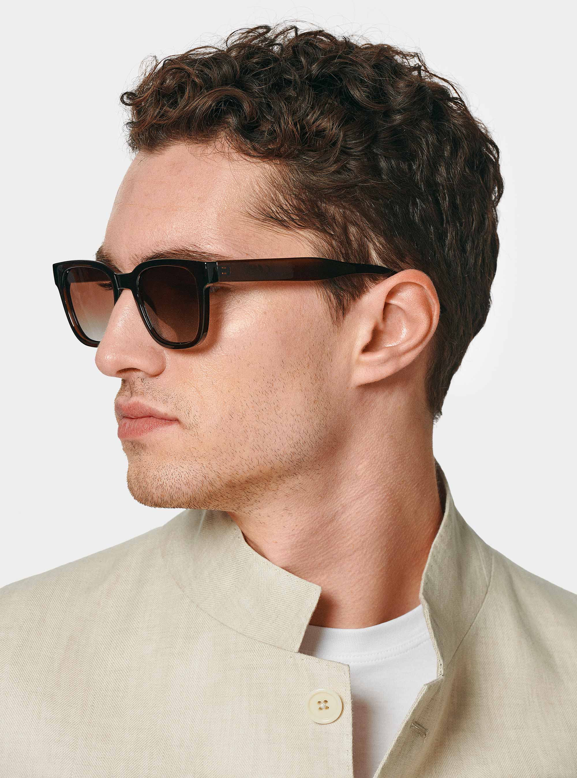 Veste cor&eacute;enne en lin pur &agrave; chevrons, &Atilde; CRU