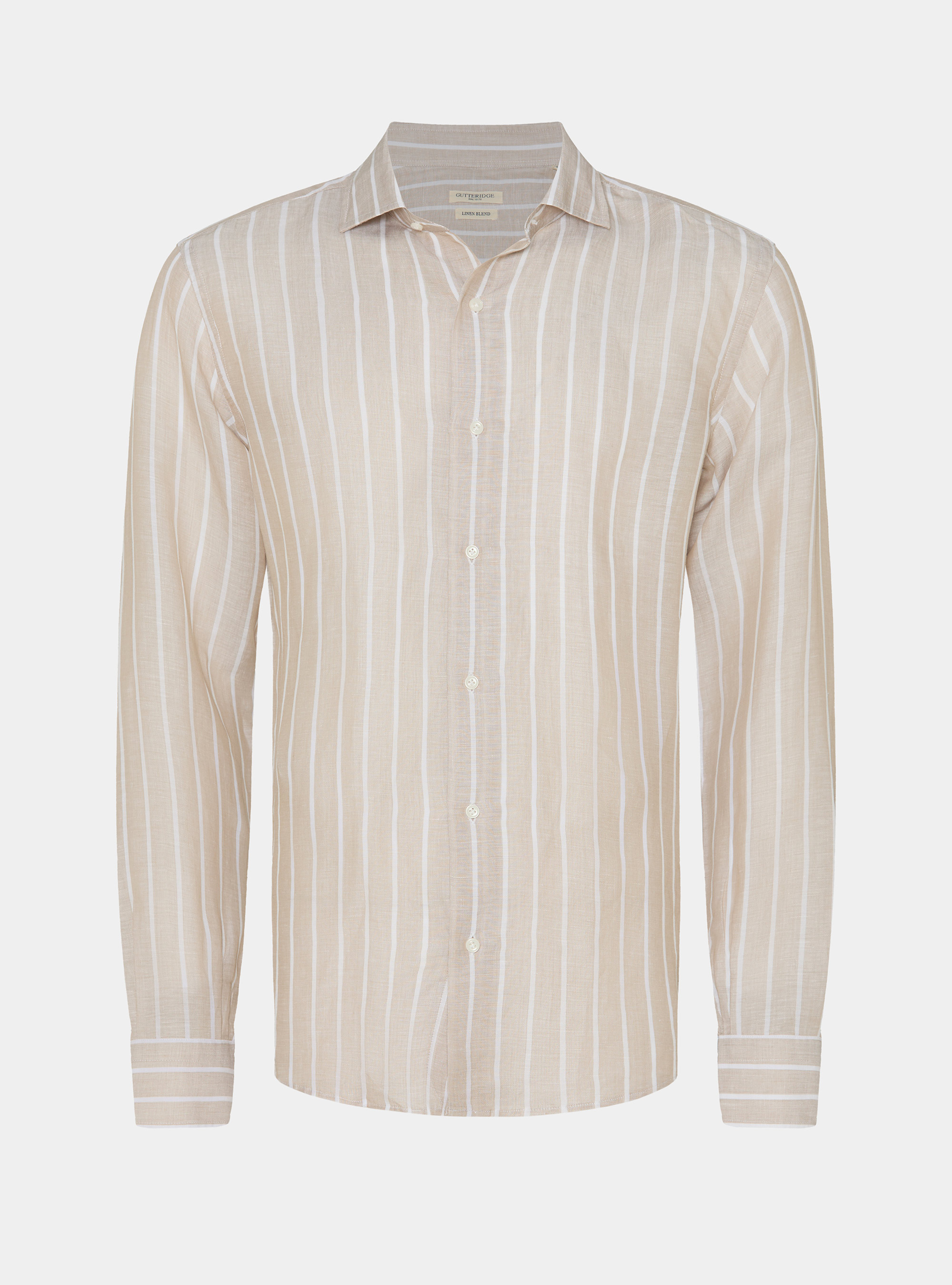 Linen blend striped shirt, SAND