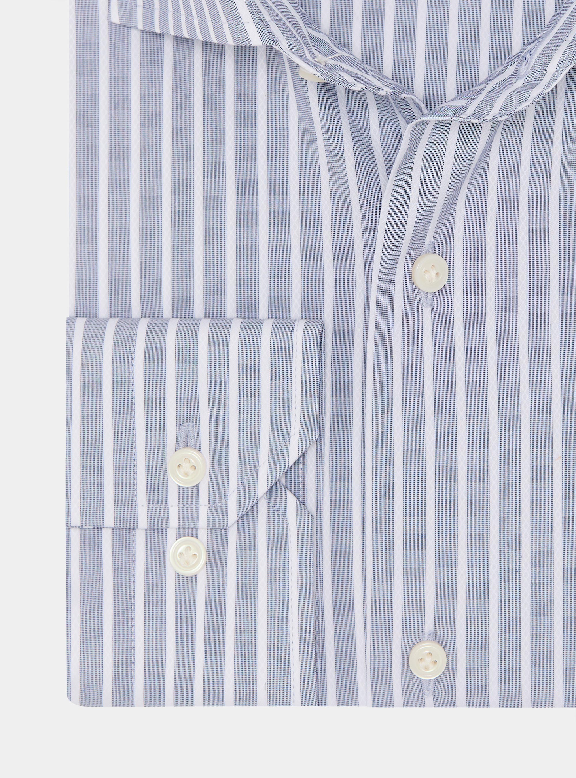 Stretch cotton blend striped shirt, BLUE