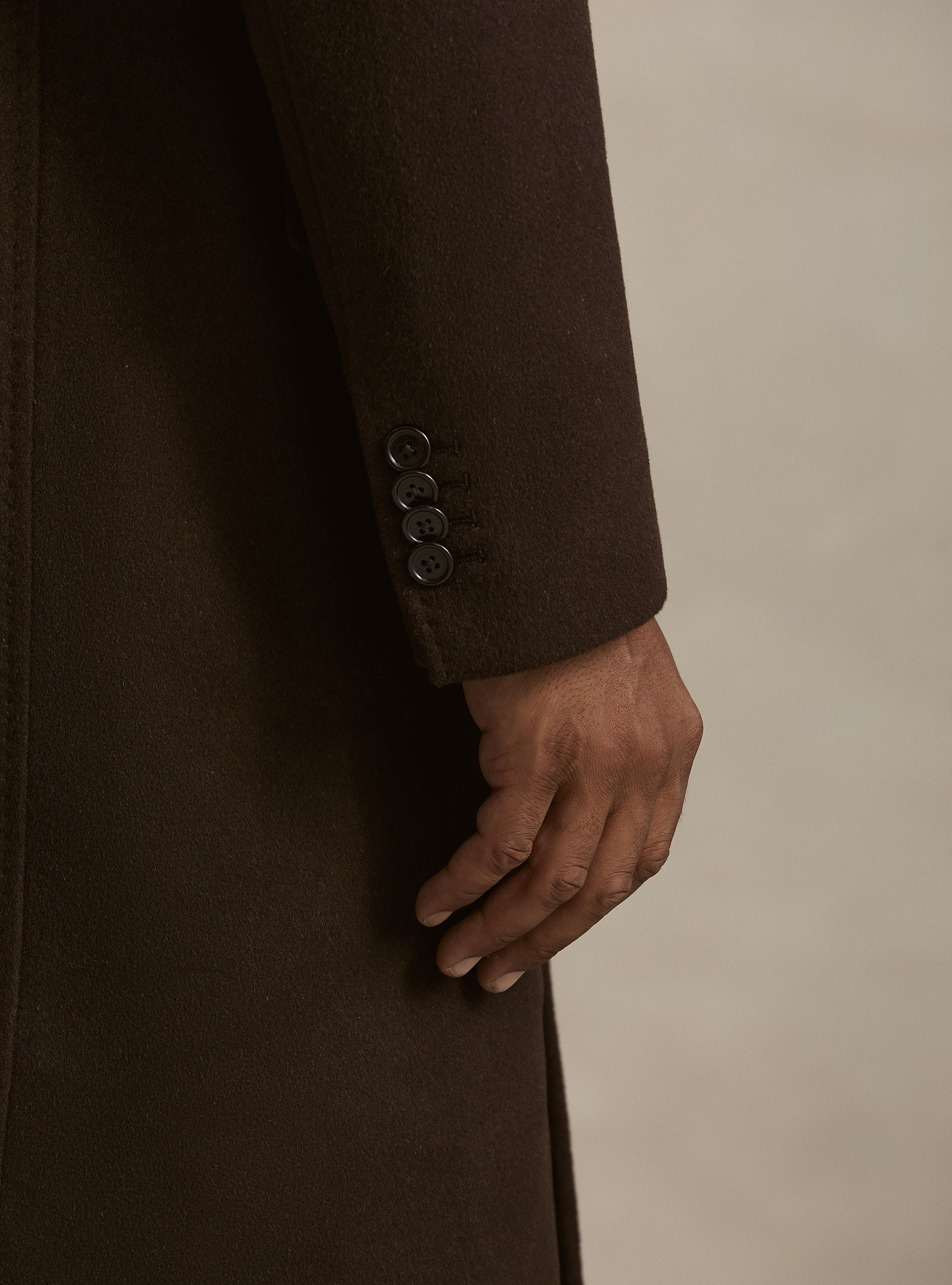 Double-breasted cashmere-blend coat, BROWN