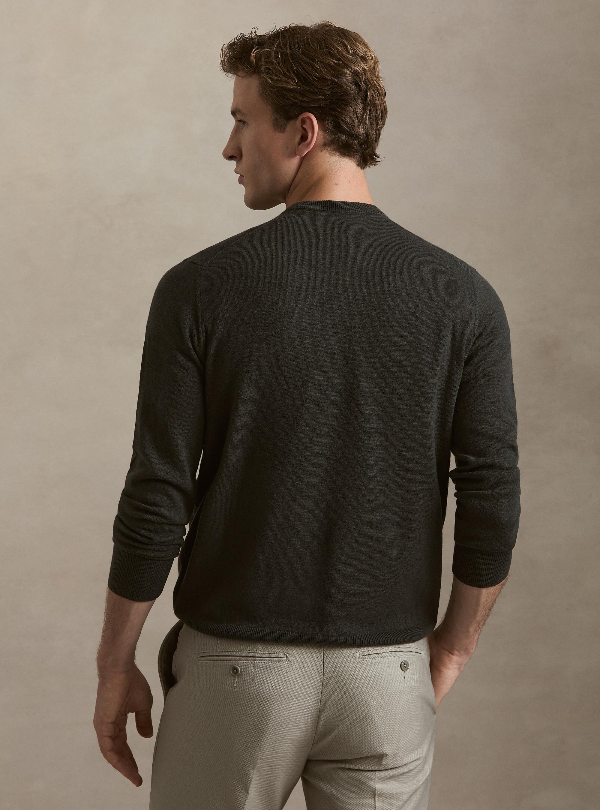 Girocollo in maglia in lana poliammide cashmere, MILITARE 0609C