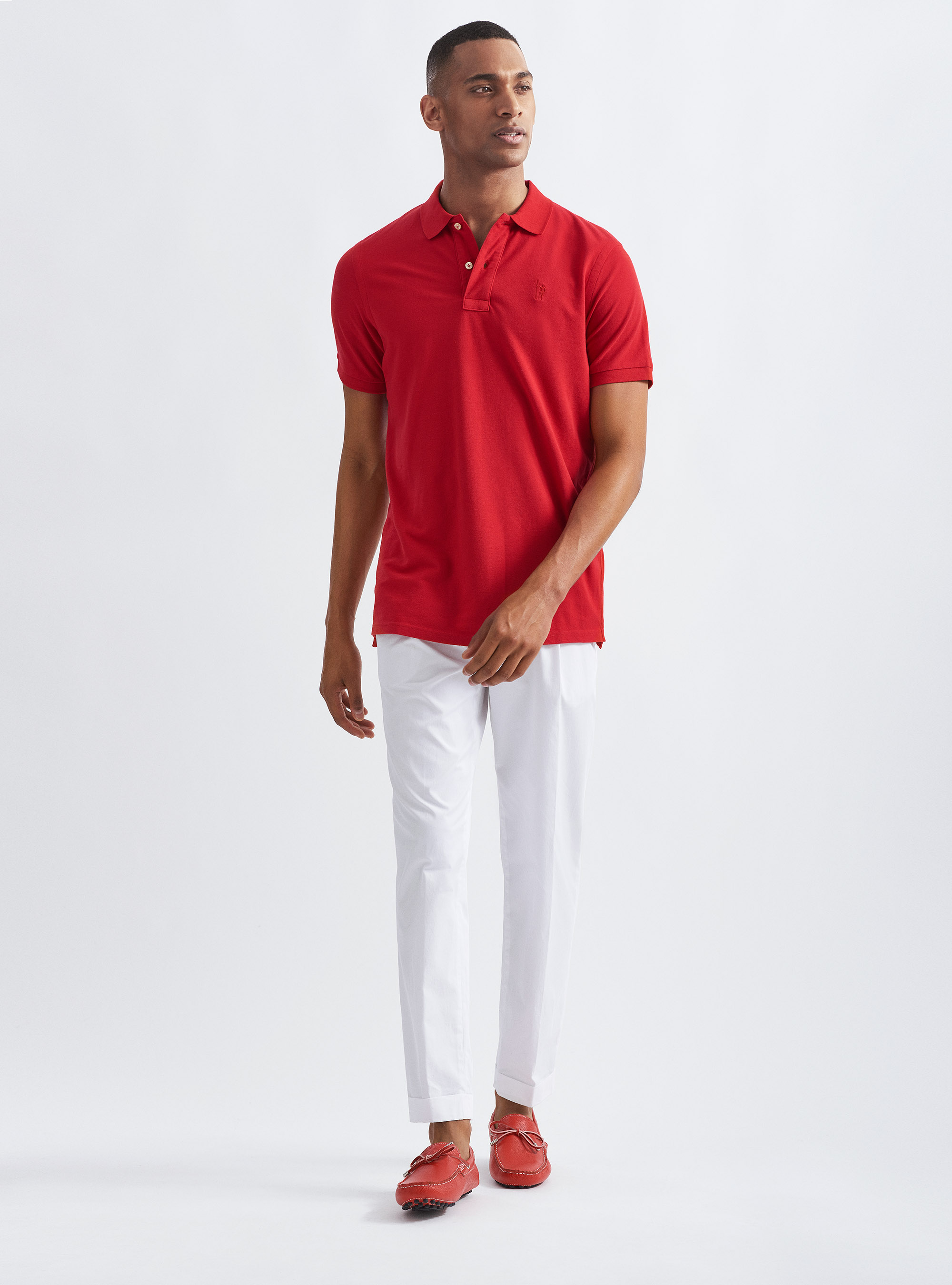 Polo classique en piqu&eacute;, ROUGE