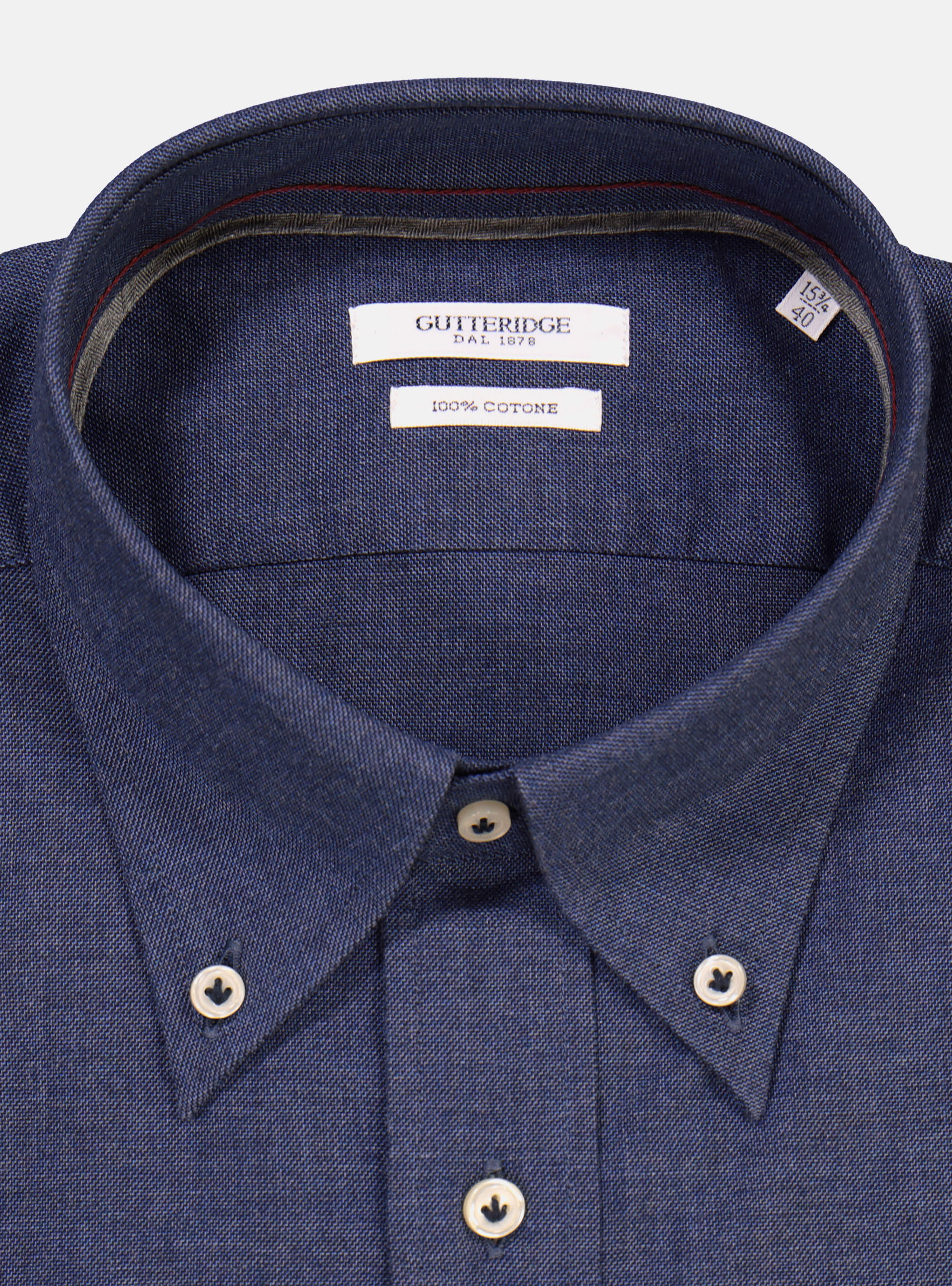 SHIRT WITH BUTTON DOWN COLLAR AND FLANNEL COTTON SMALL POCKET, NAVY BLUE