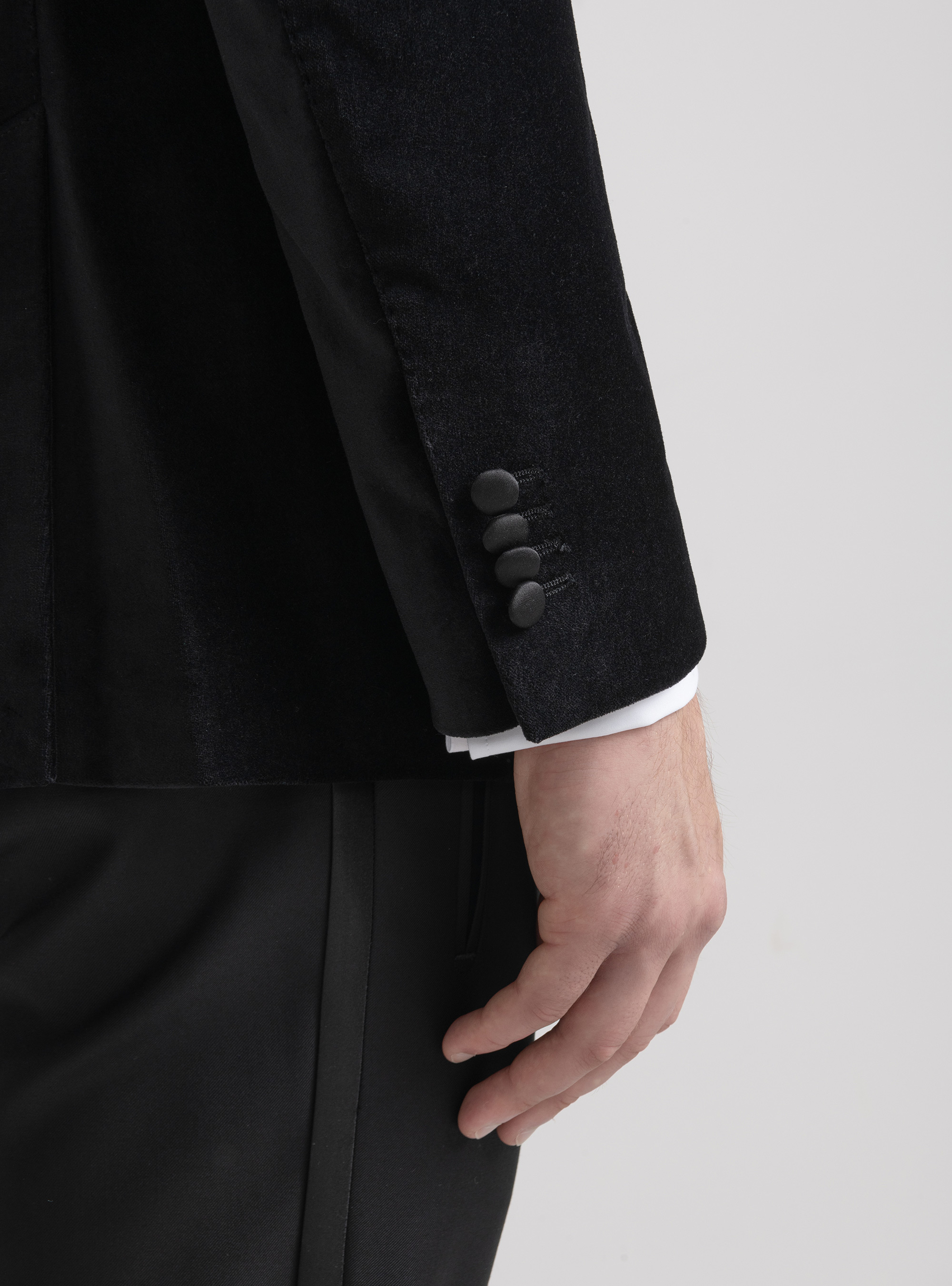 Veste de smoking en velours, NOIR